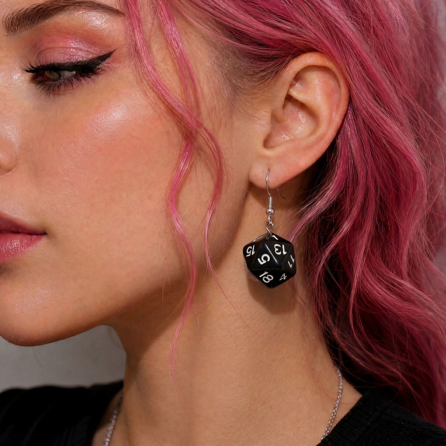 Black D20 Dice Earrings