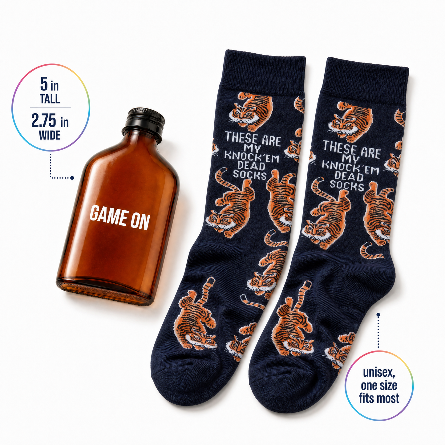Game On Gift Set | Mini Flask & Knock 'Em Dead Socks in Gift Bag