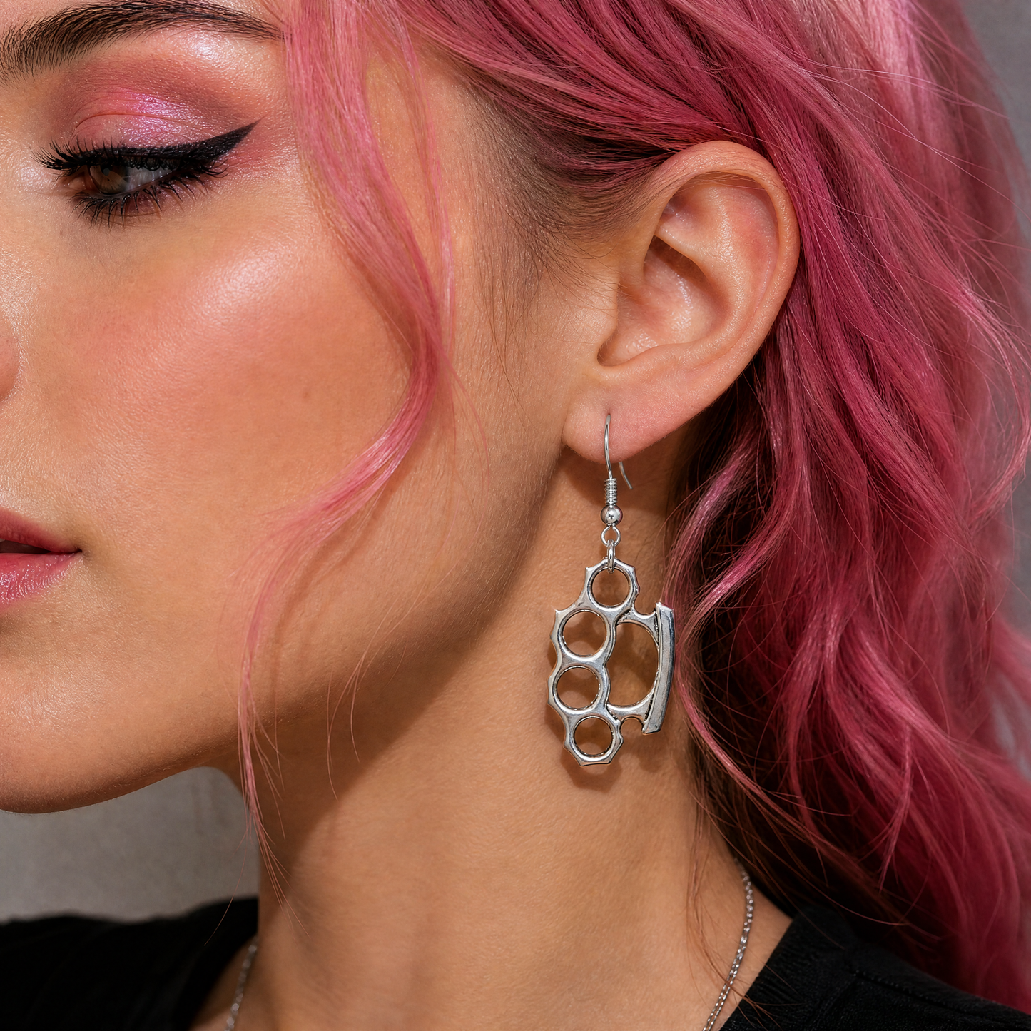 Silver Knuckle Duster Earrings