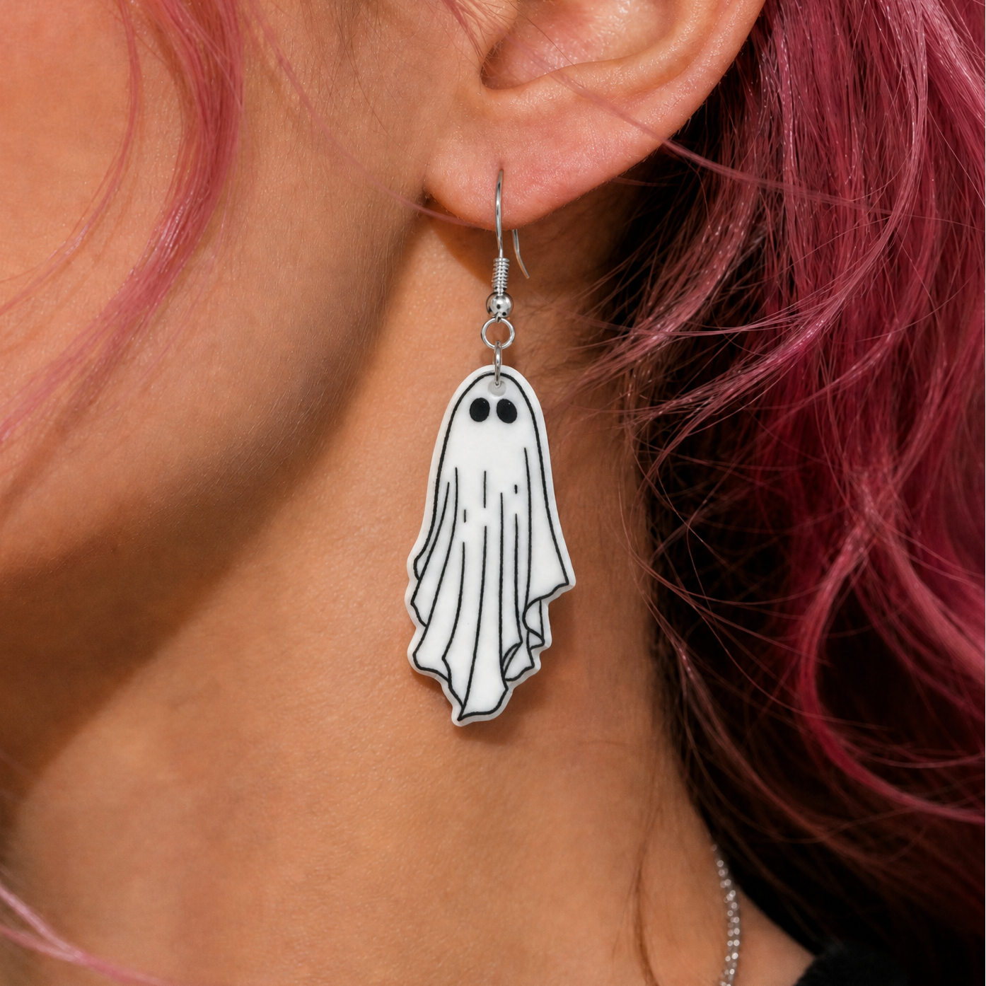 White Ghost Goth Acrylic Earrings