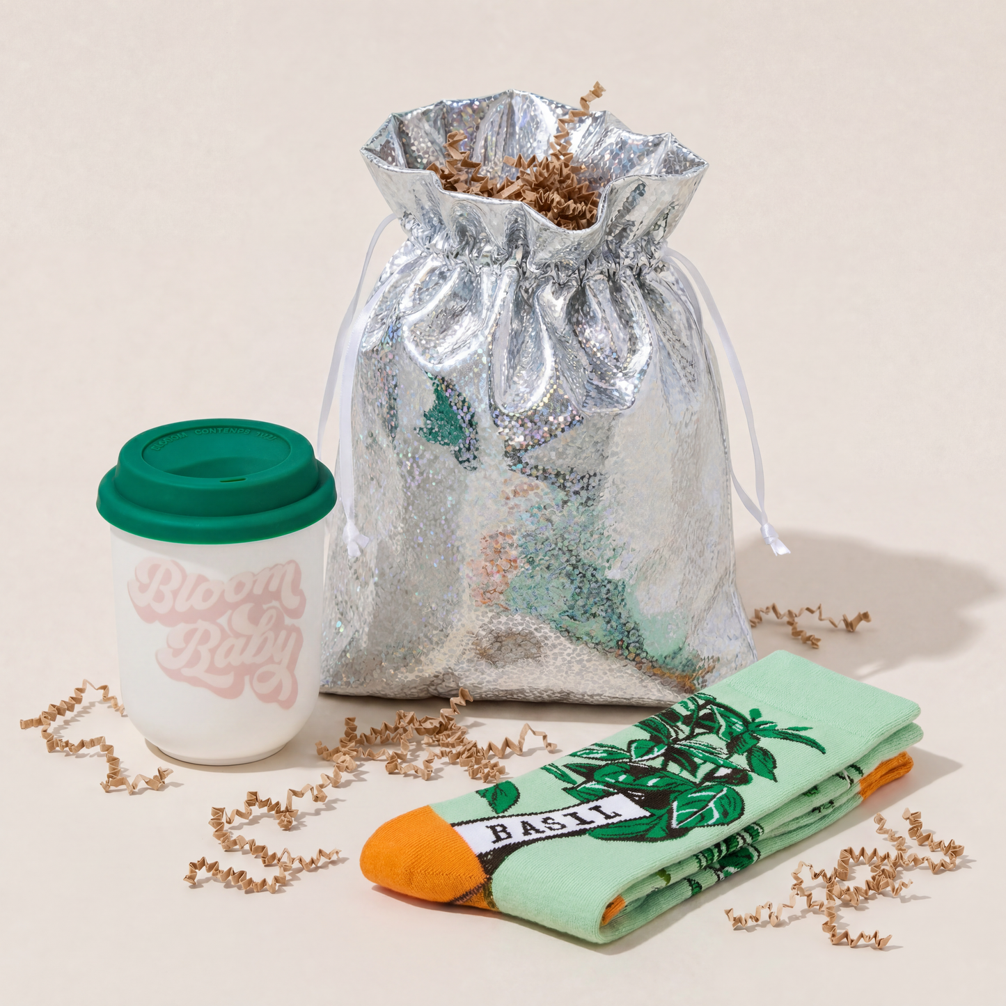 Bloom Baby Gift Set | Travel Mug & Gardening Socks in Gift Bag