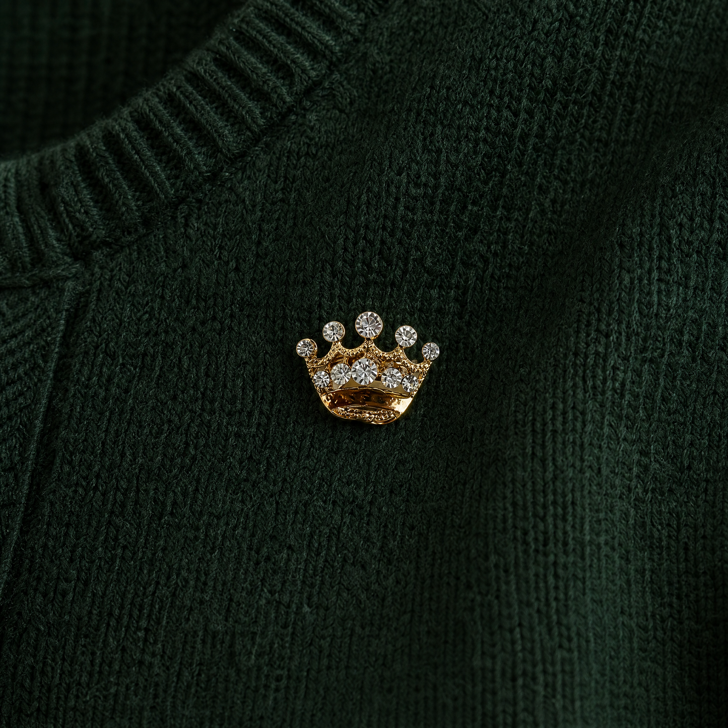 Royal Crown Mini Brooch in Gold | Rhinestone Crown Pin | 0.8" | Jacket or Bag