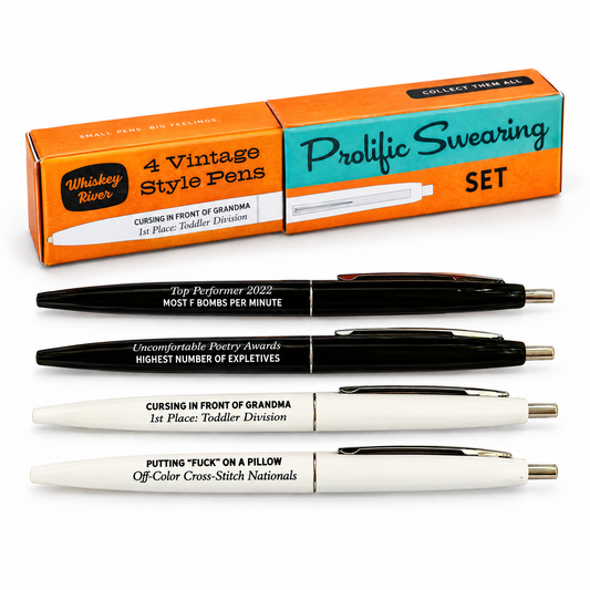 Prolific Swearing Awards Pen Set | 4 Vintage-Style Black Ink Pens