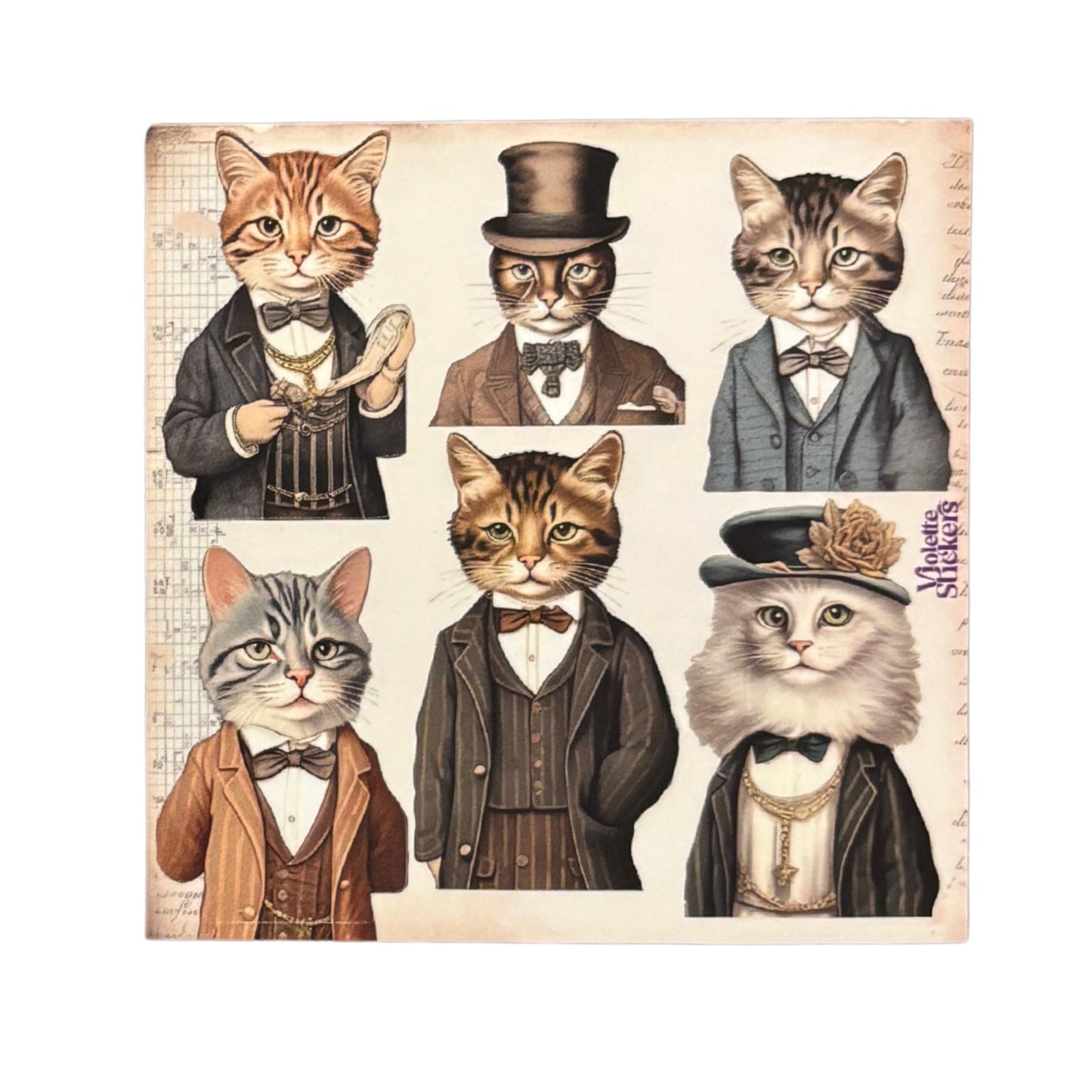 Gentleman Cat Stickers | 4" x 4" | 2 Sheets