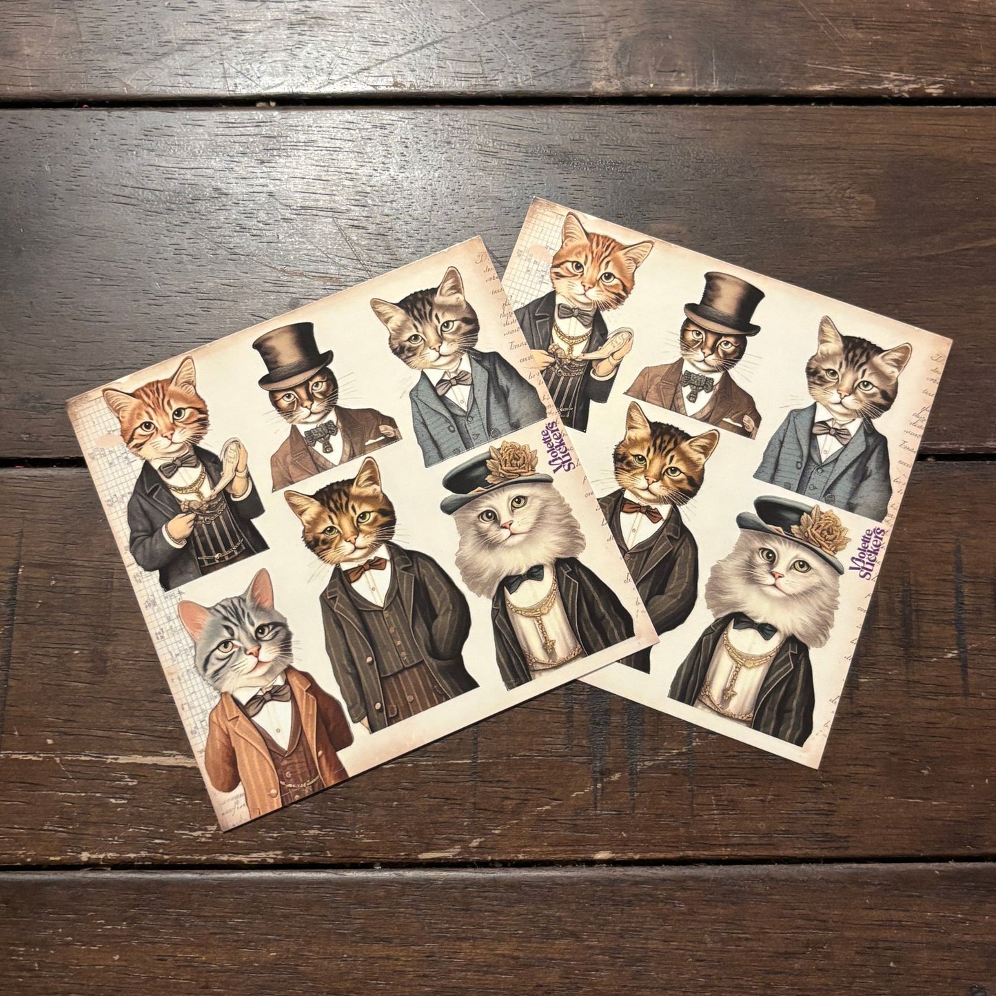 Gentleman Cat Stickers | 4" x 4" | 2 Sheets