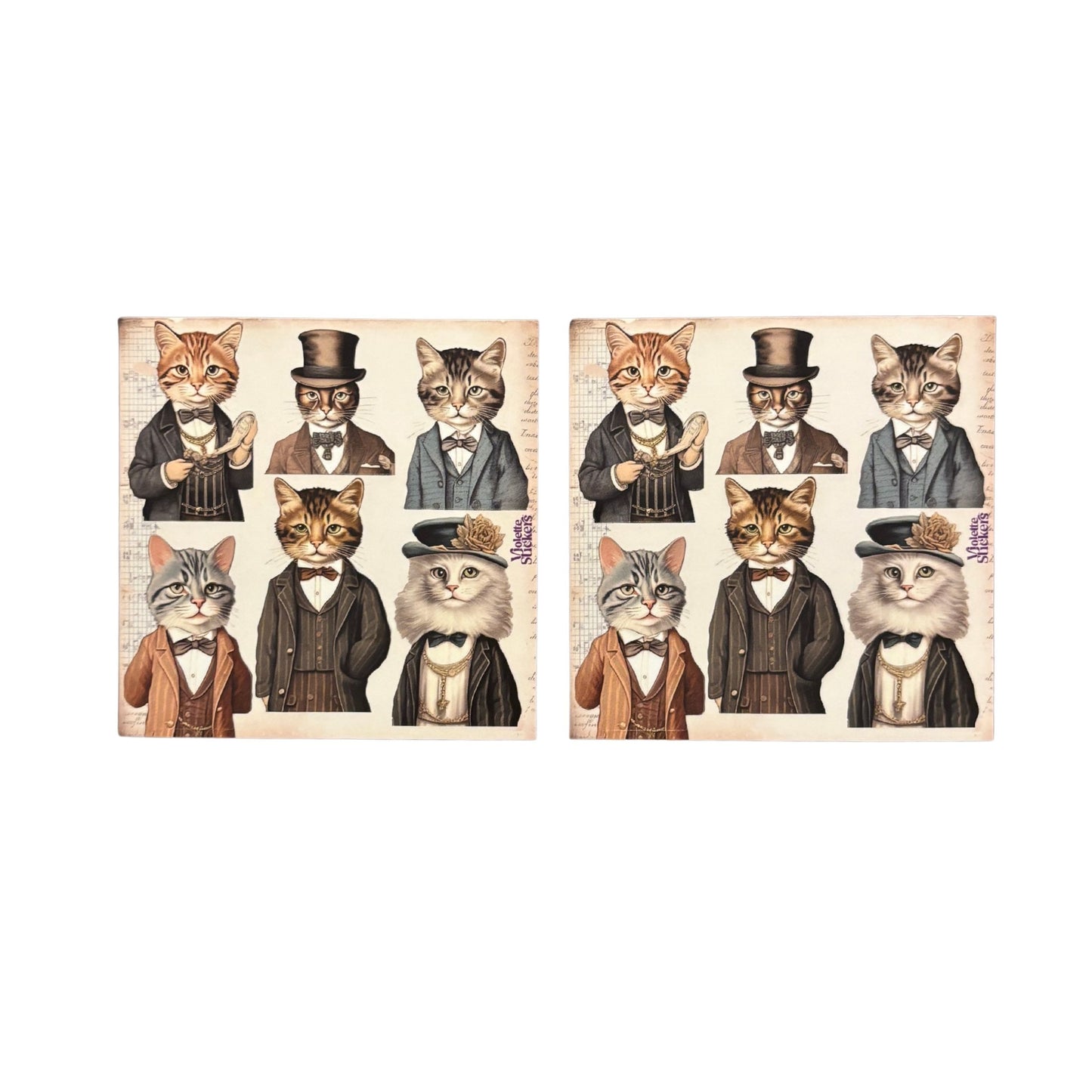 Gentleman Cat Stickers | 4" x 4" | 2 Sheets