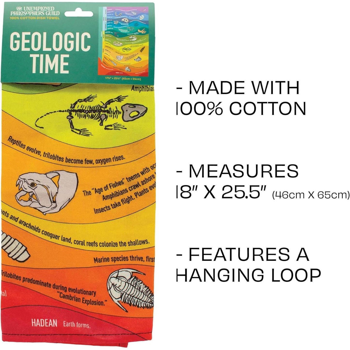Geologic Time Towel | Kitchen Dish Tea Hand Towel | 17.25" x 25.5"
