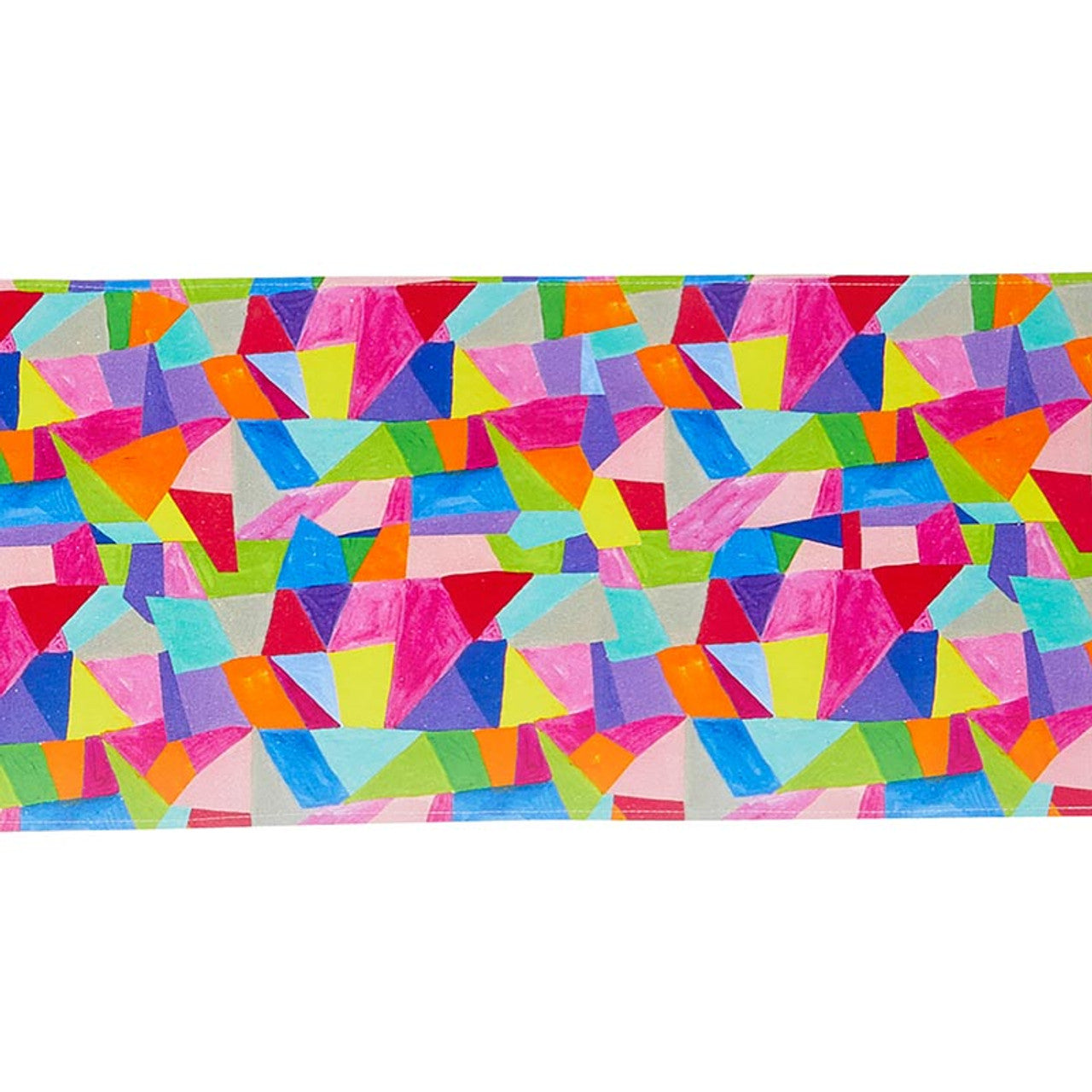 Geometric Fabric Table Runner | Colorful Geometric Pattern Cotton Table Mat | 13" x 70"