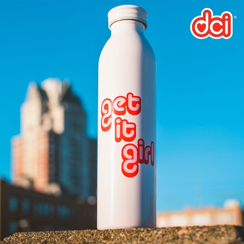 Get It Girl Water Bottle in White and Pink