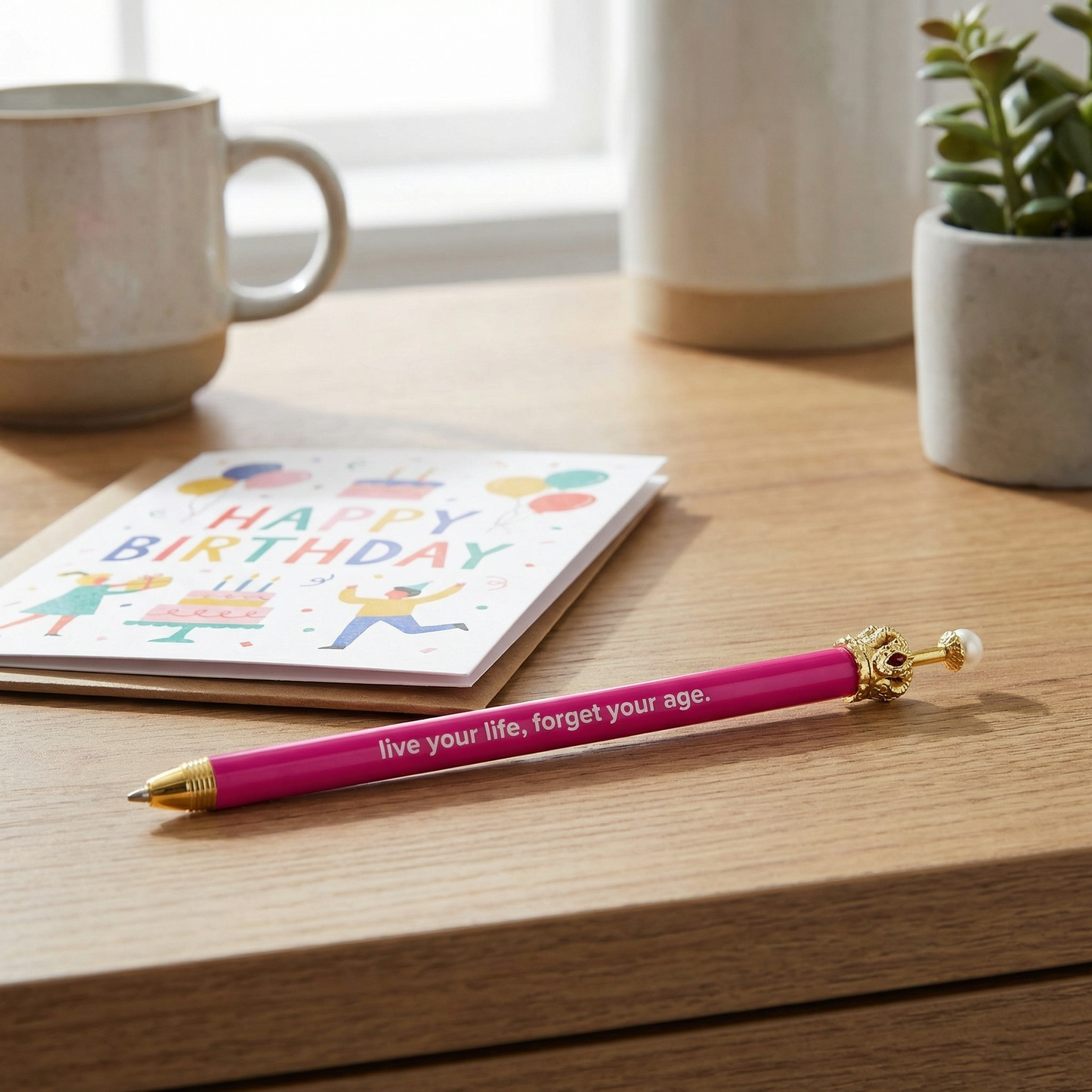 Get Your Party Pants On! Birthday Hot Pink Crown Pen Set of 12 | Giftable Quote Pens | Gift for Her