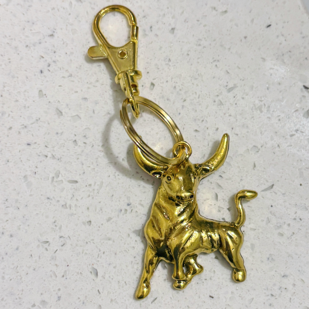 GetBullish Bull Handbag Charm | Heritage Gold or Silver | Lobster Clasp