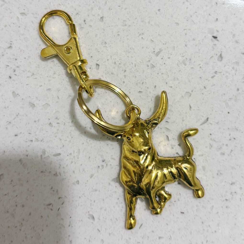 GetBullish Bull Handbag Charm | Heritage Gold or Silver | Lobster Clasp