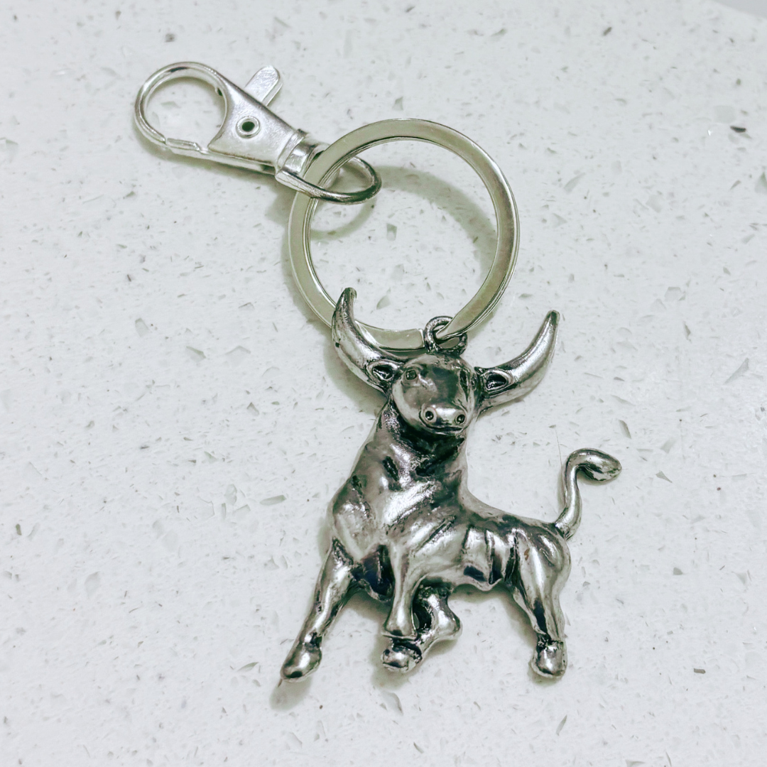 GetBullish Bull Handbag Charm | Heritage Gold or Silver | Lobster Clasp