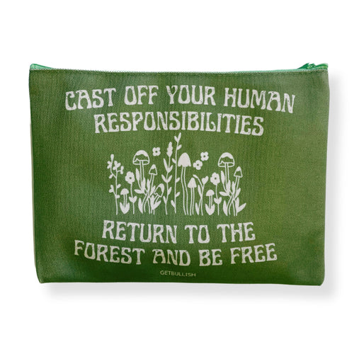 GetBullish Return to the Forest Canvas Zipper Pouch 9.5" x 7" | Cosmetics Bag or Pencil Case