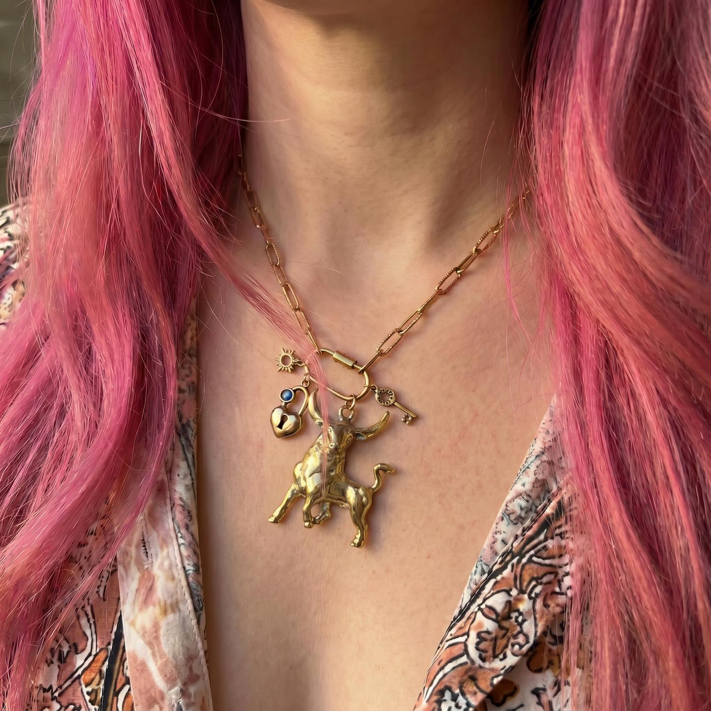 GetBullish Signature Bull Carabiner Charm Necklace - 3 Styles