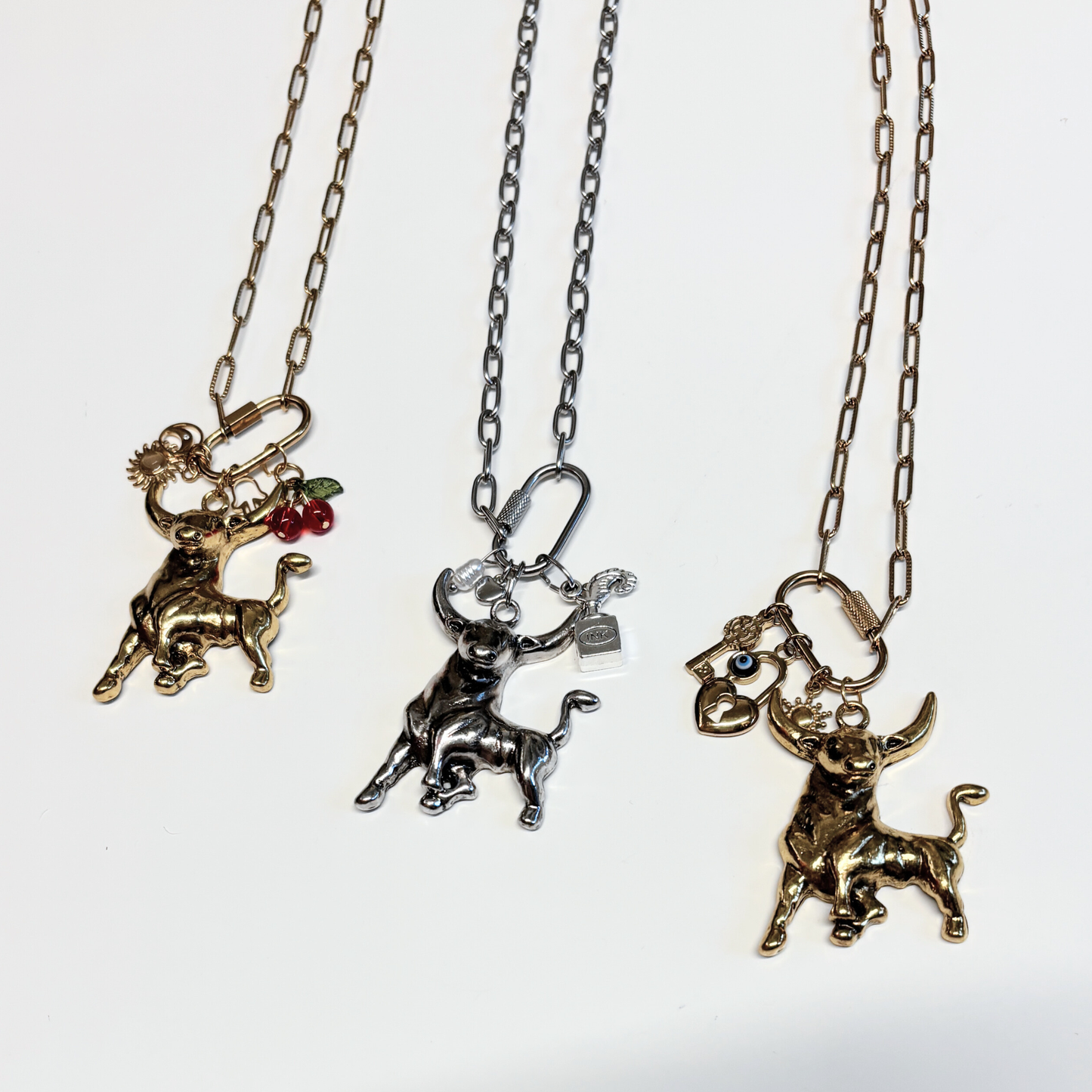 GetBullish Signature Bull Carabiner Charm Necklace - 3 Styles