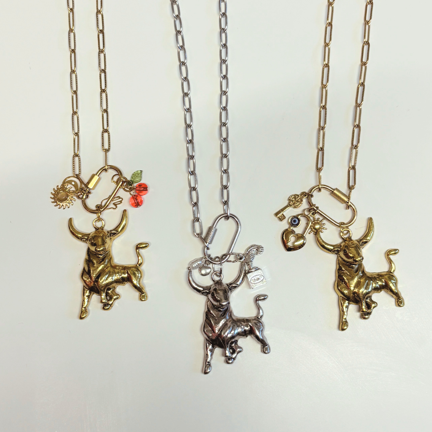 GetBullish Signature Bull Carabiner Charm Necklace - 3 Styles