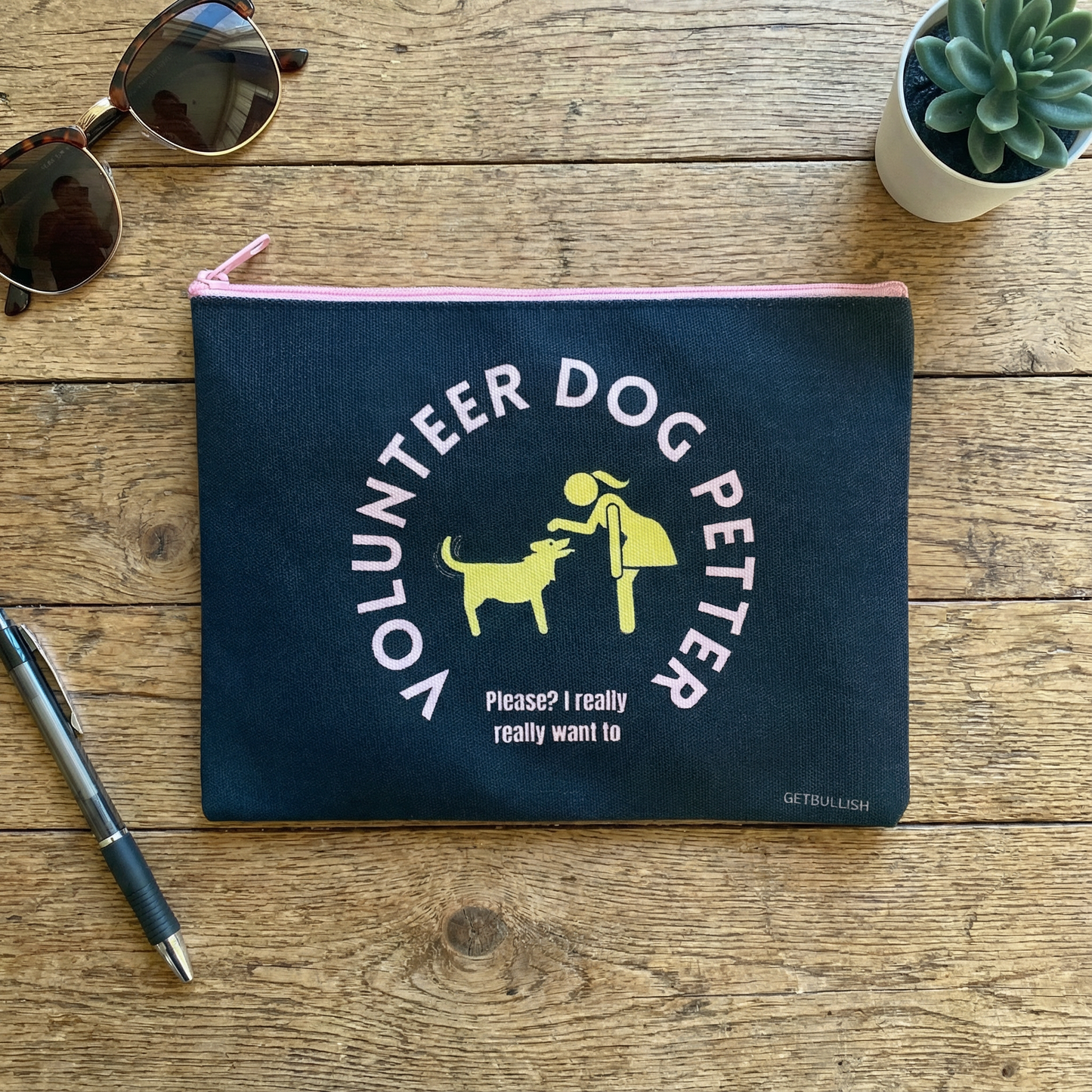 GetBullish Volunteer Dog Petter Canvas Zipper Pouch 9.5" x 7" | Cosmetics Bag or Pencil Case