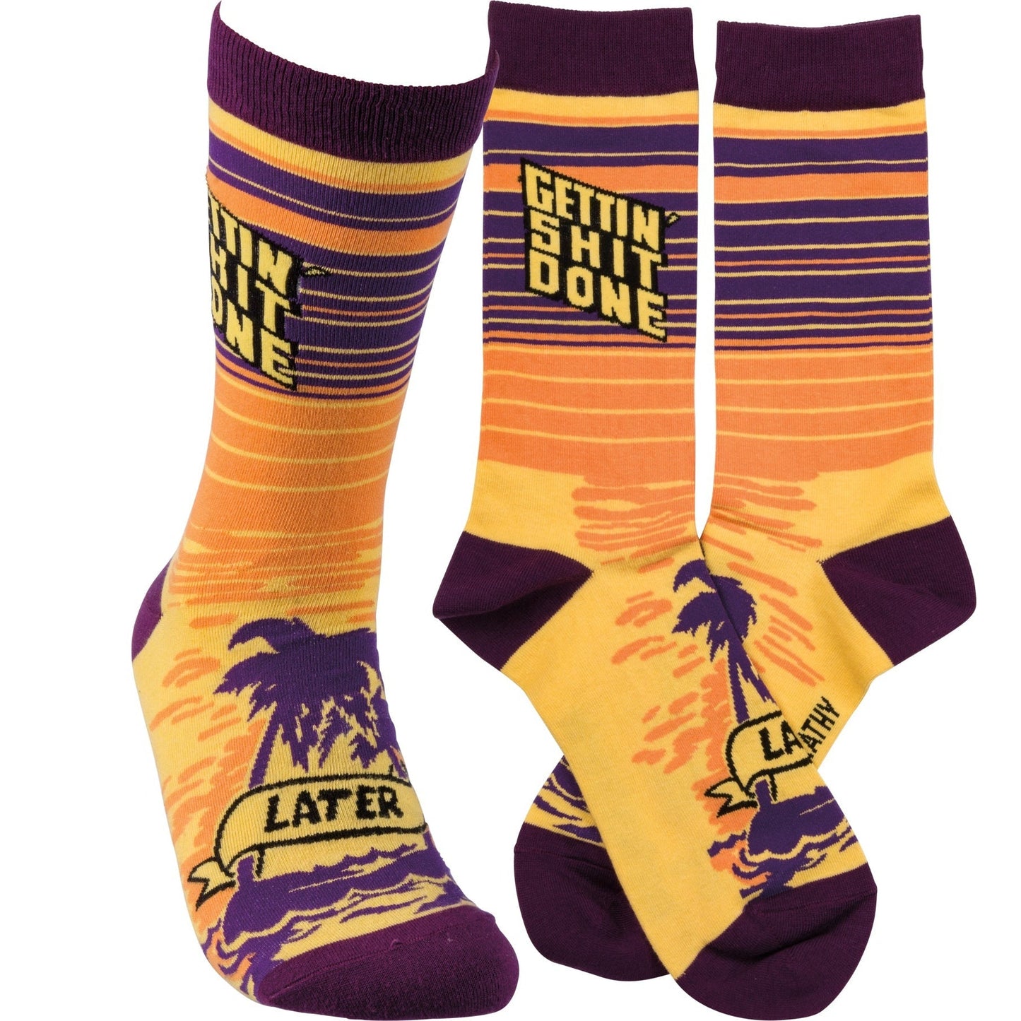 Gettin' Shit Done Later Socks Colorful Striped Funny Novelty Socks