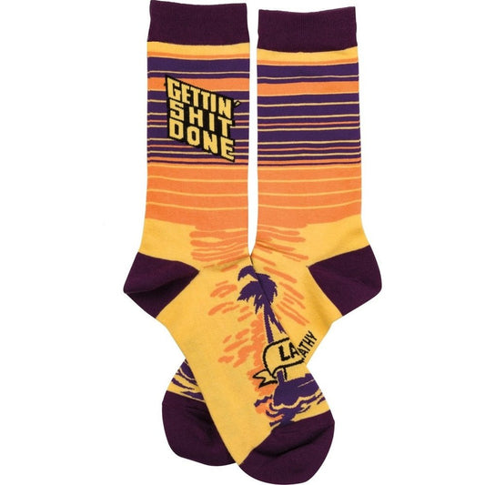 Gettin' Shit Done Later Socks Colorful Striped Funny Novelty Socks