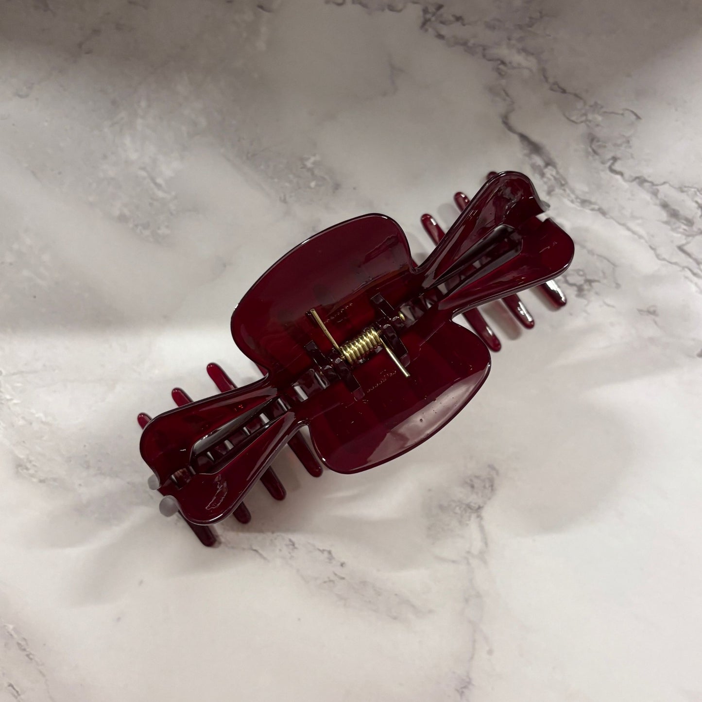 Giant Burgundy Hue Megabow Hair Claw for Long, Thick Hair | Velvet Claws Panther Icon in Gold Foil