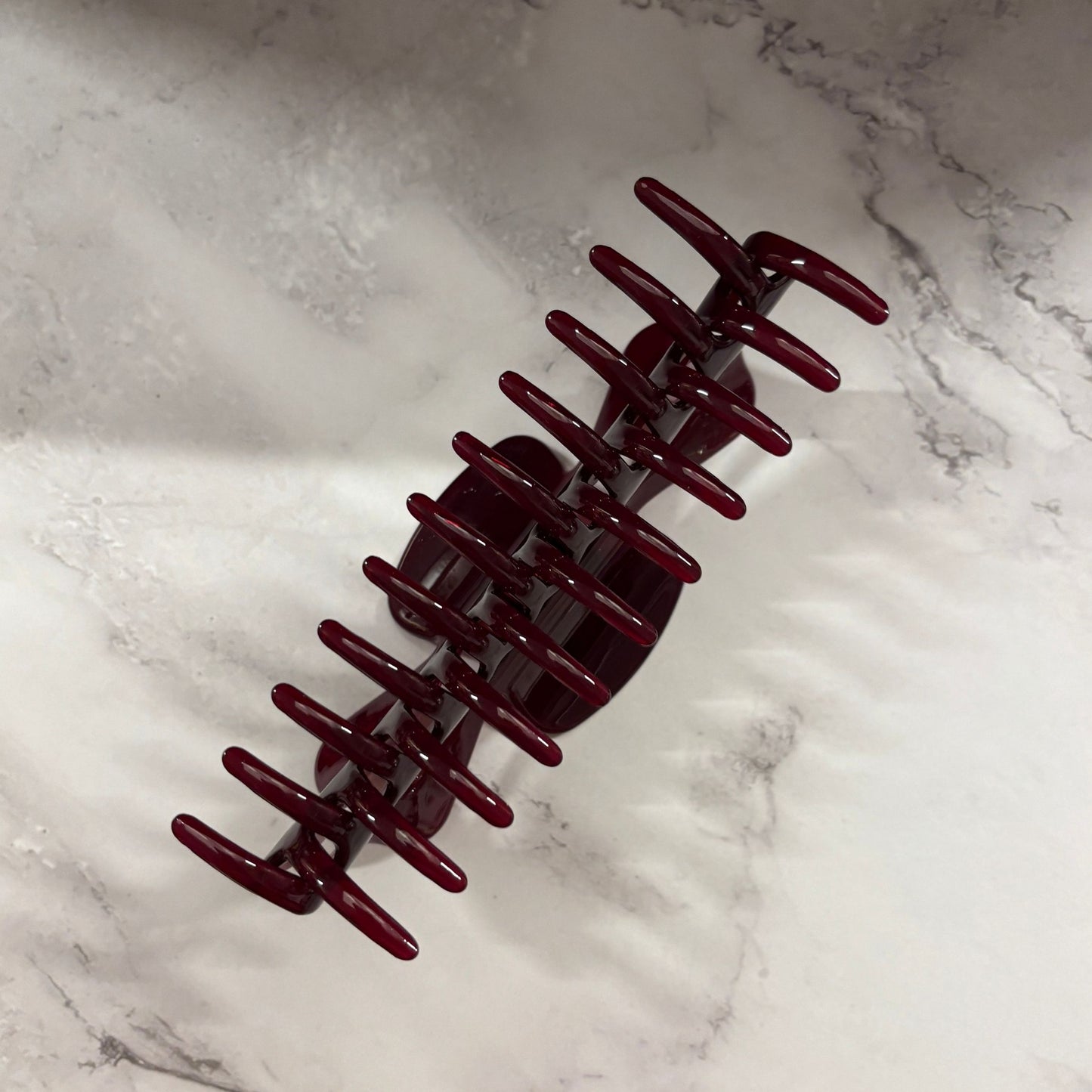 Giant Burgundy Hue Megabow Hair Claw for Long, Thick Hair | Velvet Claws Panther Icon in Gold Foil