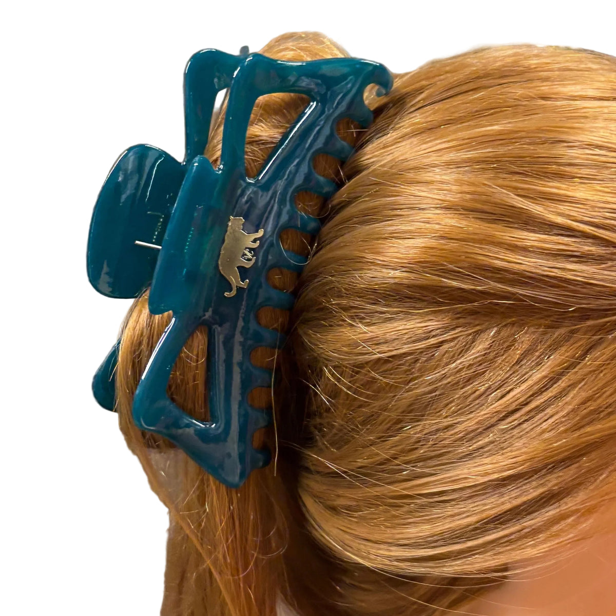 Giant Emerald Megabow Hair Claw for Long, Thick Hair | Velvet Claws Panther Icon in Gold Foil