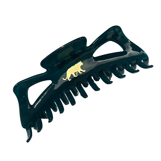 Giant Emerald Megabow Hair Claw for Long, Thick Hair | Velvet Claws Panther Icon in Gold Foil-Velvet Claws-The Bullish Store