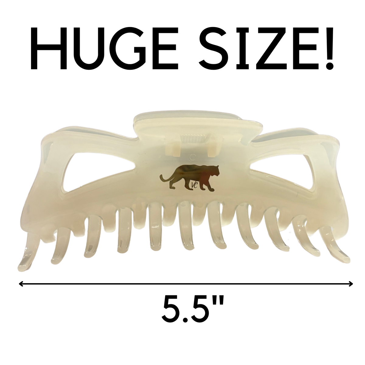 Giant Fresh Cream Megabow Hair Claw for Long, Thick Hair | Velvet Claws Panther Icon in Gold Foil-Velvet Claws-The Bullish Store