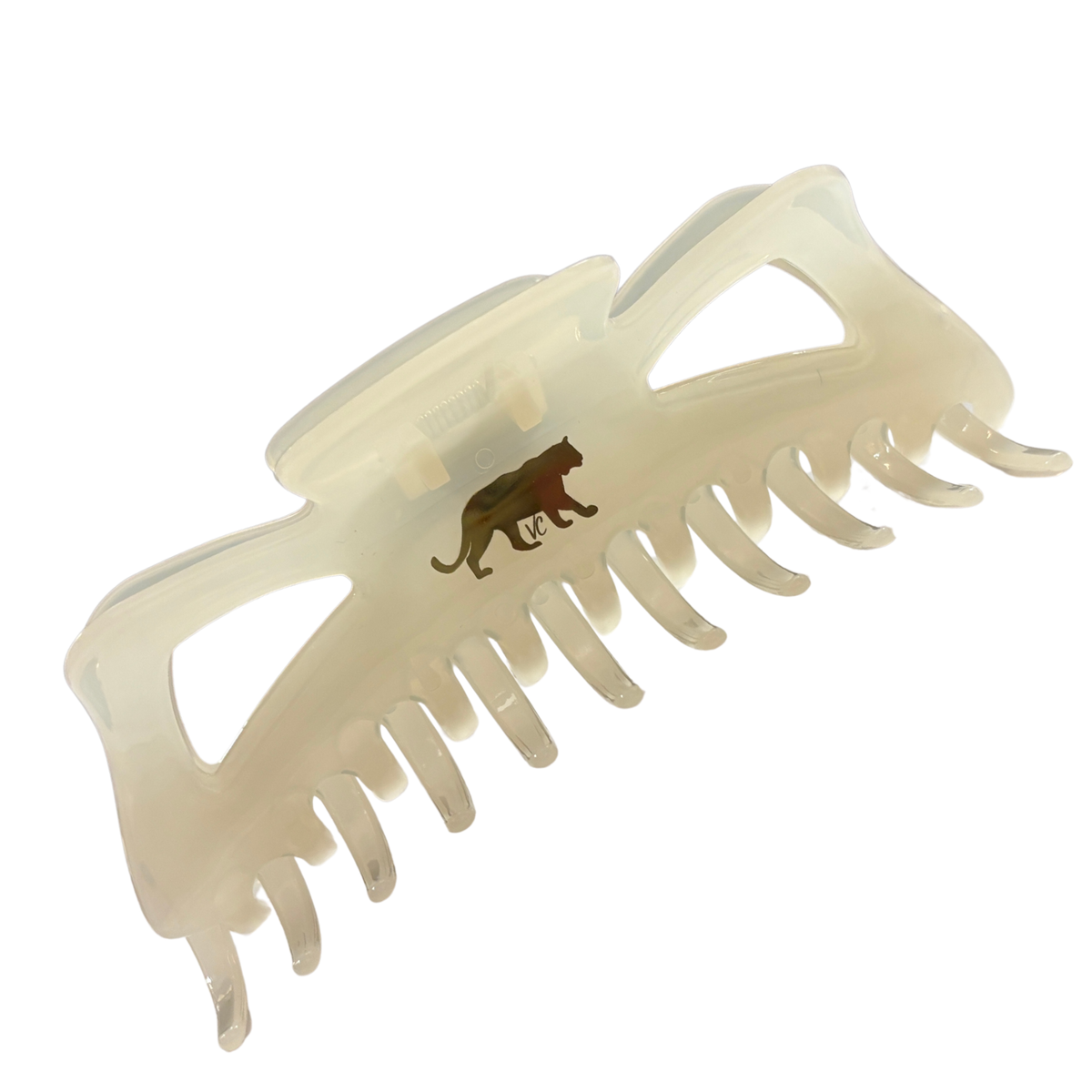 Giant Fresh Cream Megabow Hair Claw for Long, Thick Hair | Velvet Claws Panther Icon in Gold Foil-Velvet Claws-The Bullish Store
