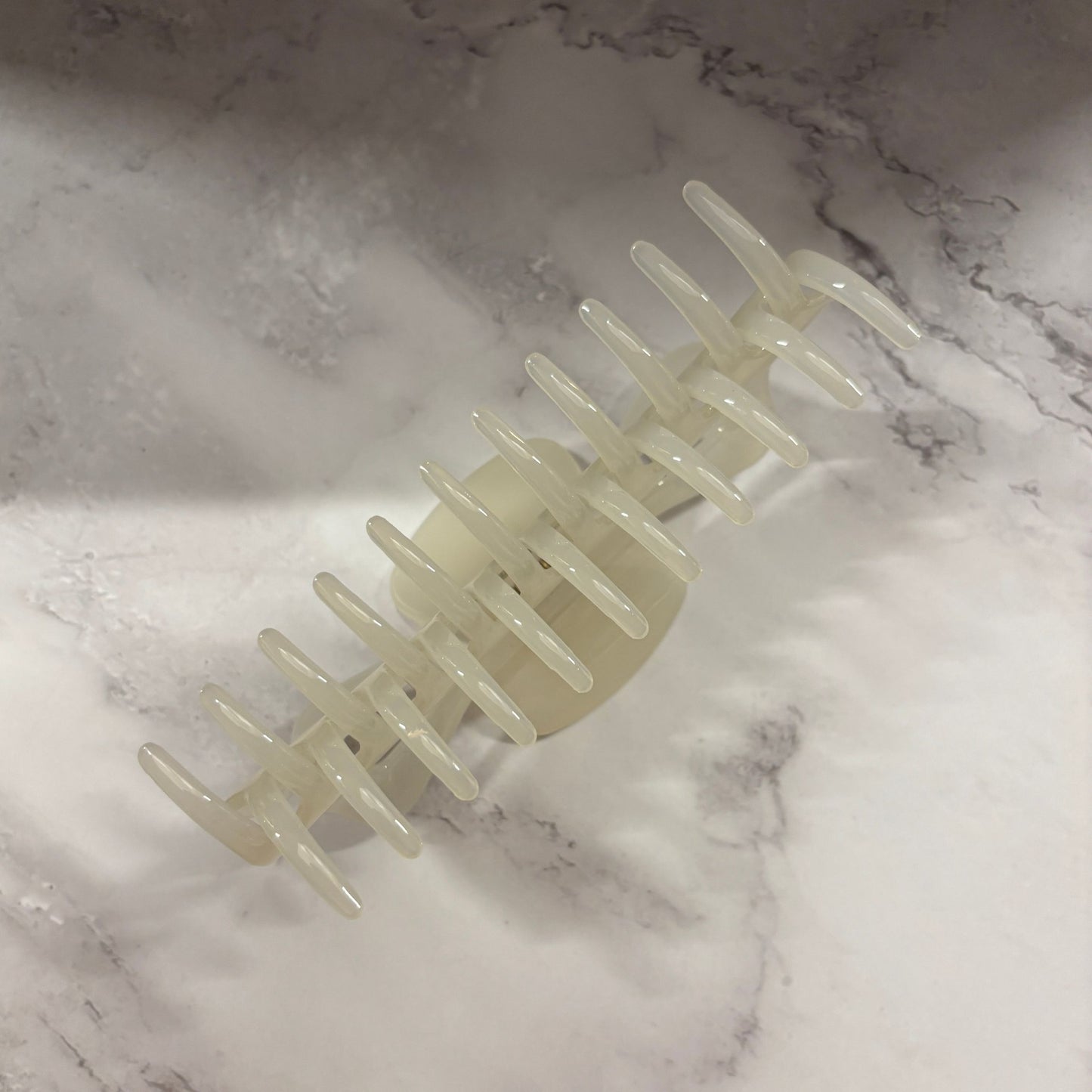 Giant Fresh Cream Megabow Hair Claw for Long, Thick Hair | Velvet Claws Panther Icon in Gold Foil