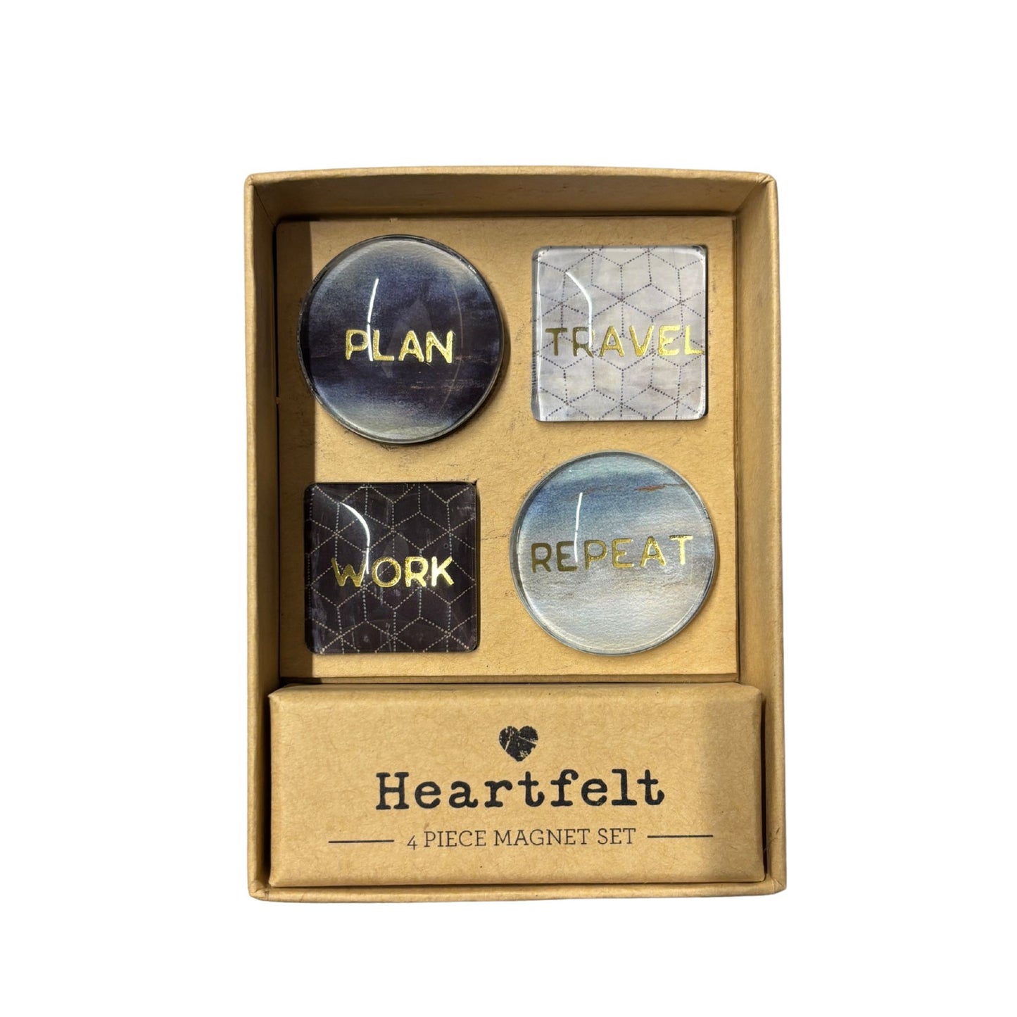 Gift Boxed Magnet Set | Travel Themed Glass Magnet Set of 4