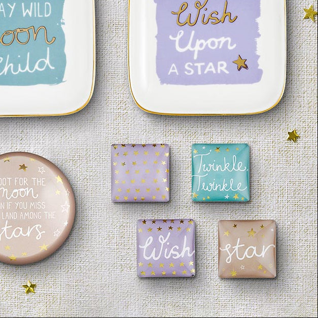Gift Boxed Magnet Set | Wish Twinkle Square Glass Magnets Set of 4