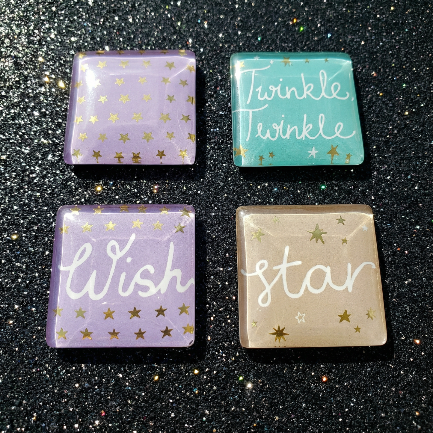 Gift Boxed Magnet Set | Wish Twinkle Square Glass Magnets Set of 4