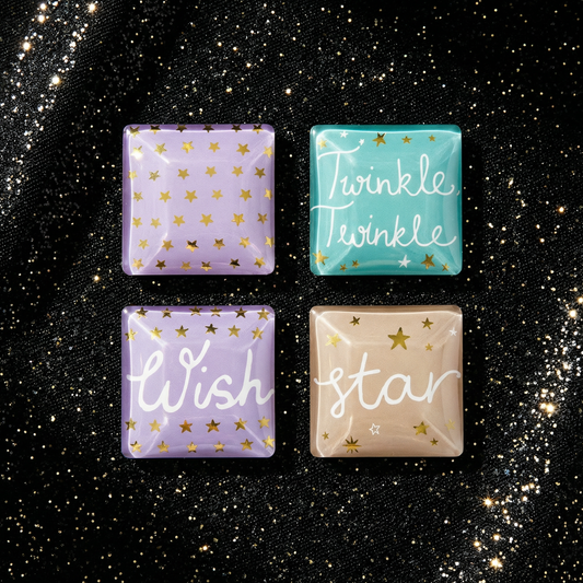 Gift Boxed Magnet Set | Wish Twinkle Square Glass Magnets Set of 4