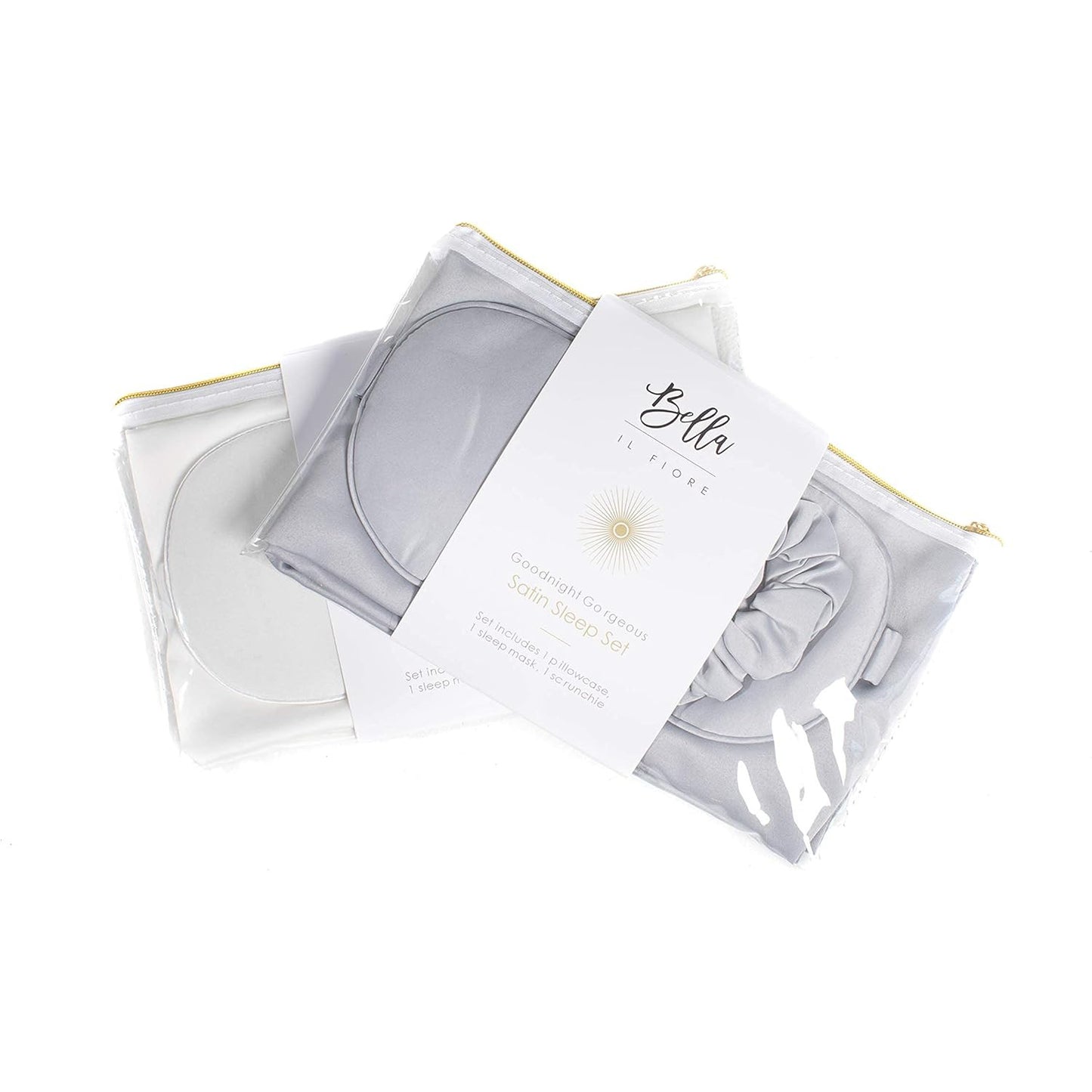 Giftable Gray Goodnight Gorgeous Satin Sleep Set [Includes Pillowcase, Sleep Mask + Scrunchie]