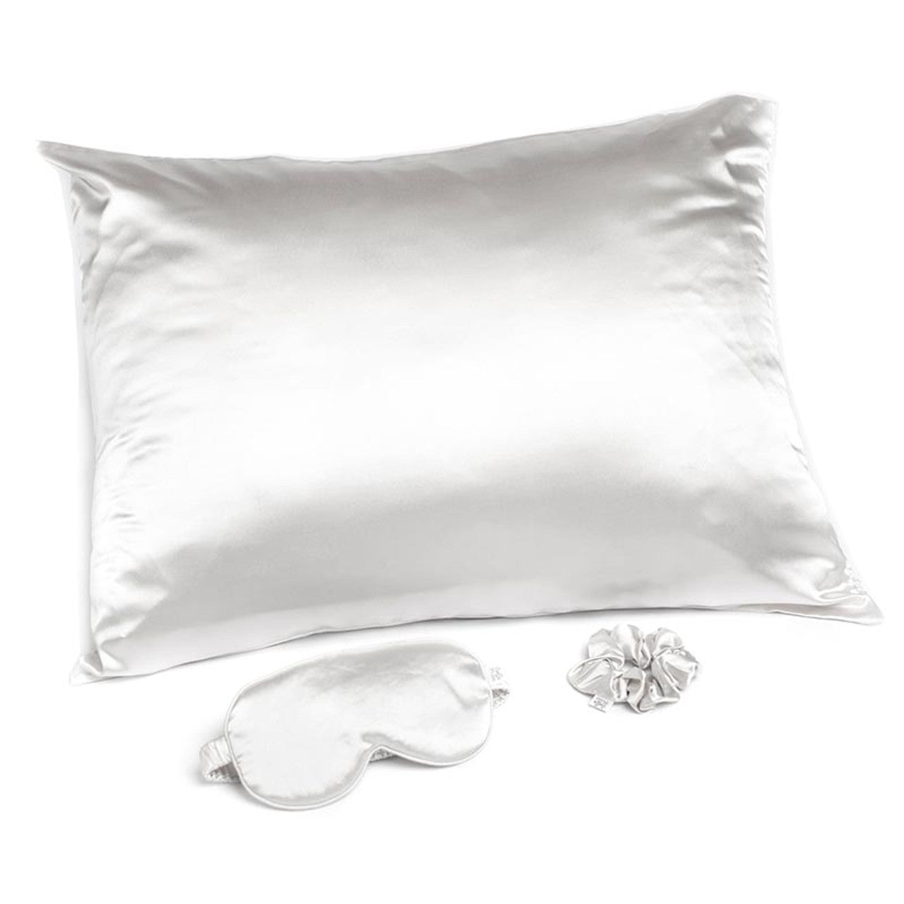 Giftable White Goodnight Gorgeous Satin Sleep Set [Includes Pillowcase, Sleep Mask + Scrunchie]