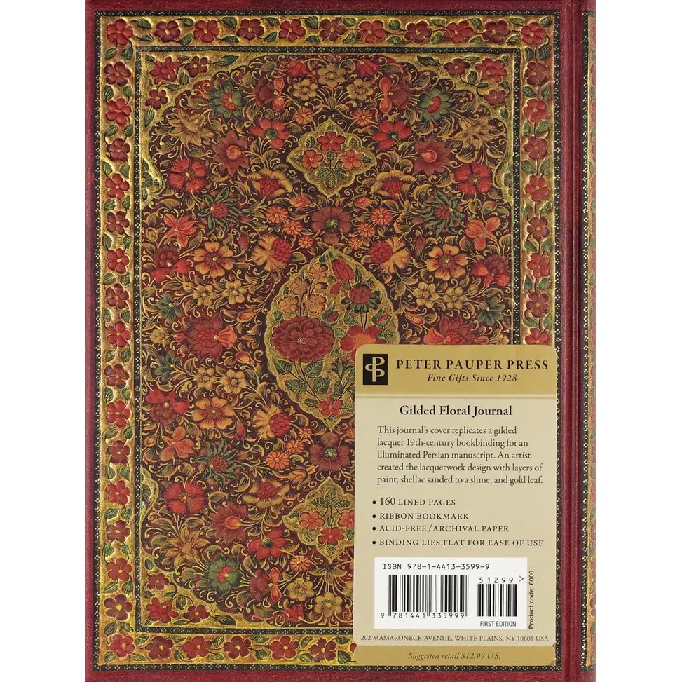Gilded Floral Journal | 19th Century Persian Art | 6-1/4'' x 8-1/4''