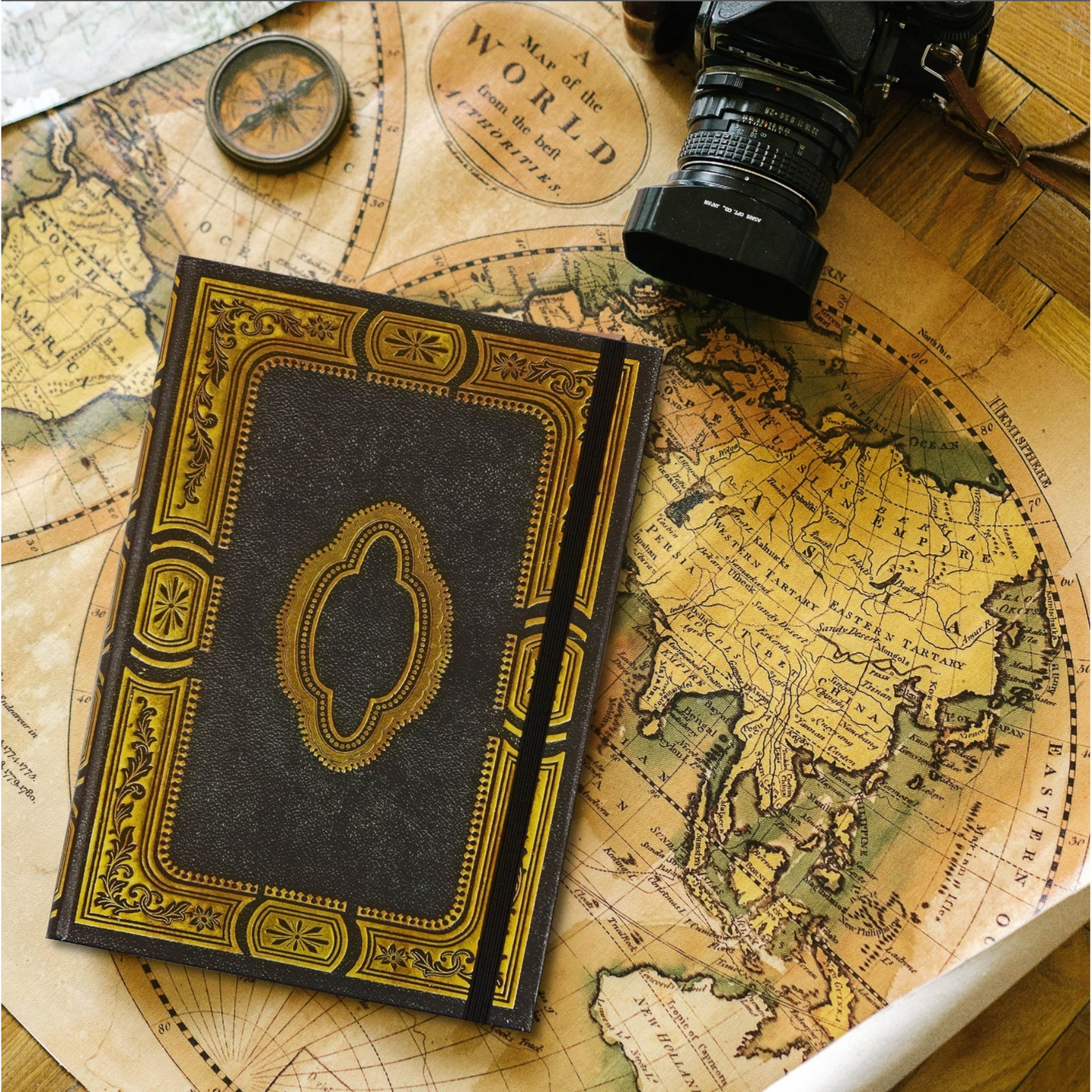 Gilded Onyx Journal | Book bound-style binding Notebook | 160 Pages