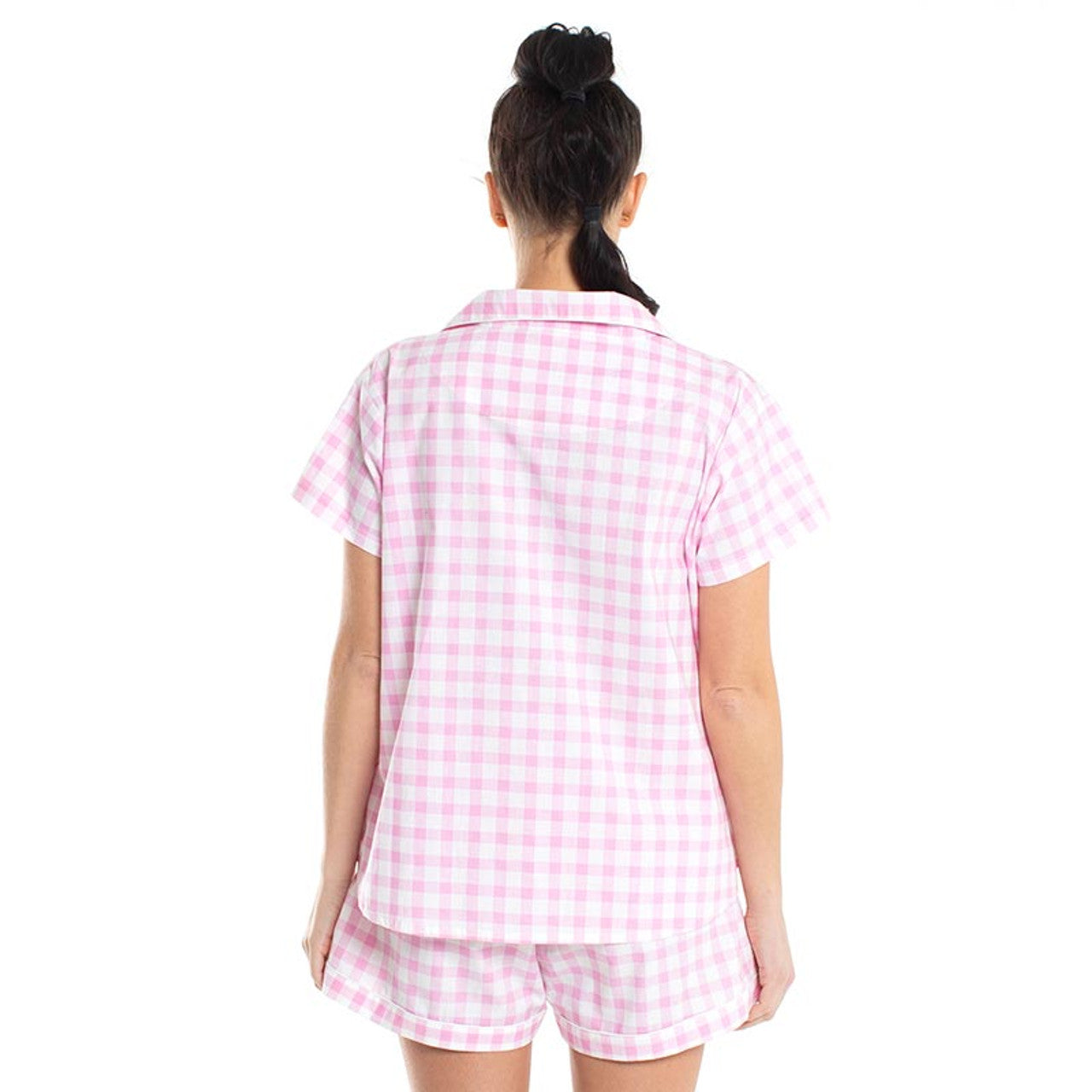 Gingham Pajamas Short Set in Pink | Button Top and Shorts Sleepwear [Sizes SM-L]