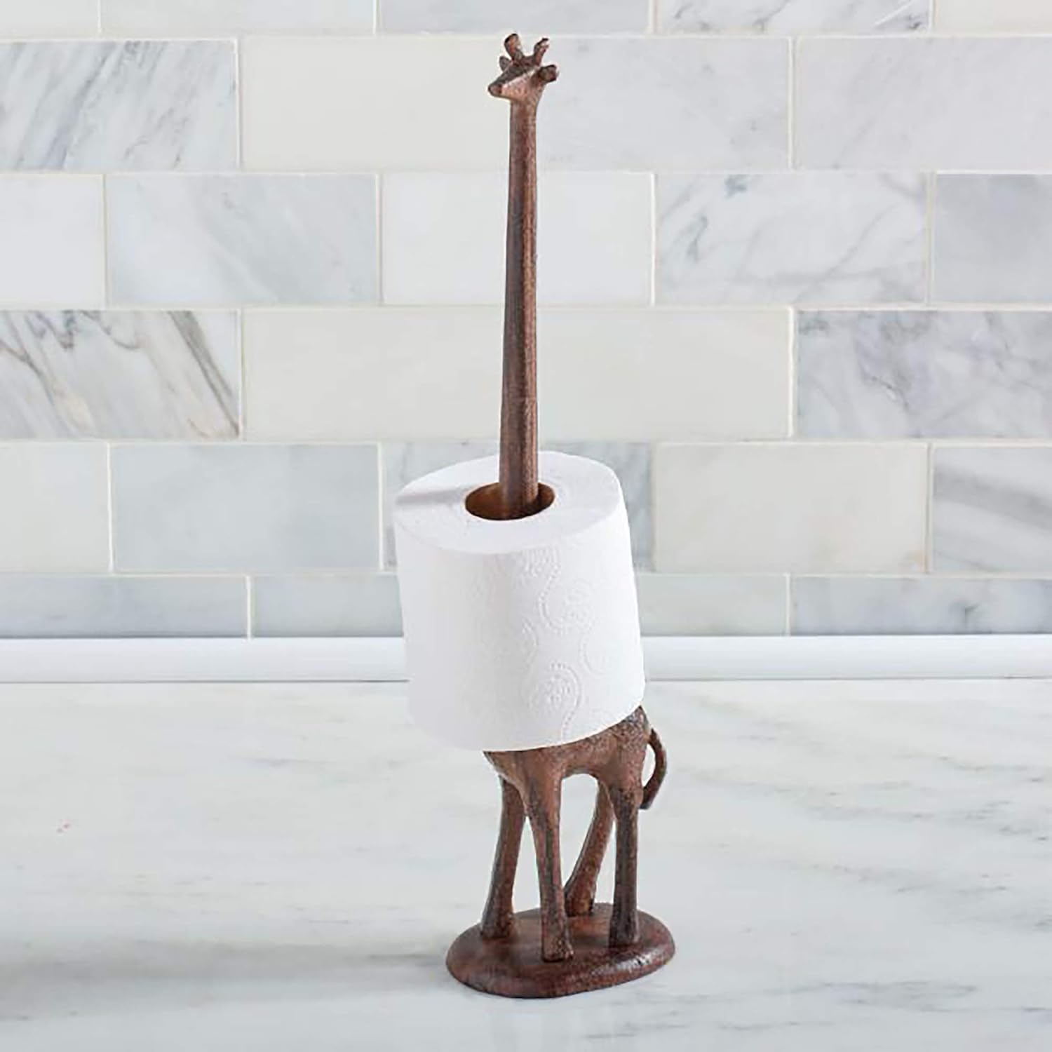 Giraffe Cast Iron Paper Towel Holder | 19" Tall | Real Cast Iron, Virtually Indestructible