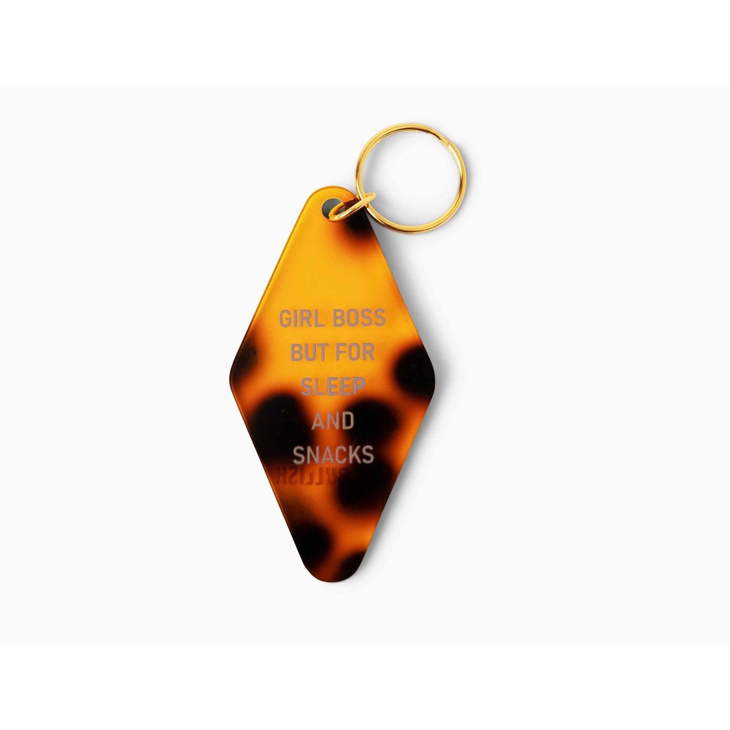 Girl Boss But For Sleep and Snacks Funny Motel Keychain in Tortoise Shell