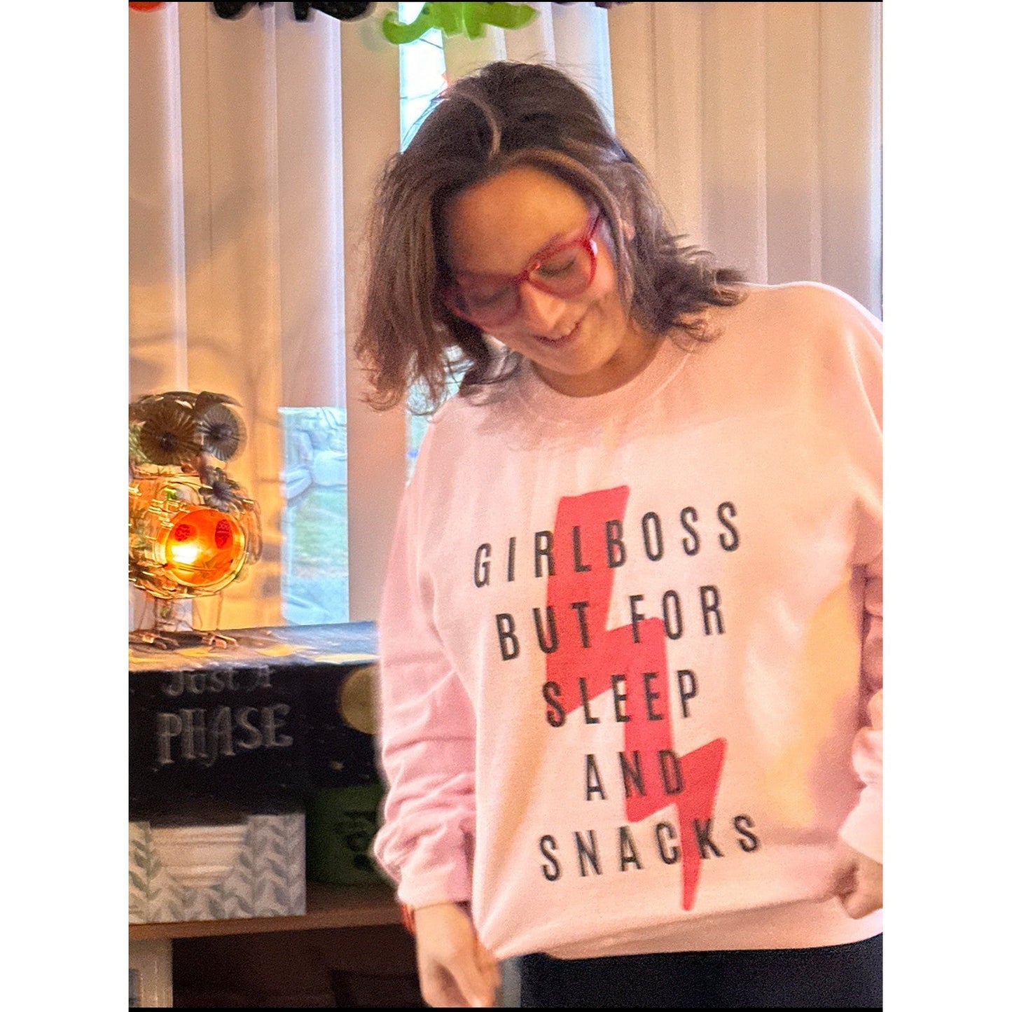 Girl Boss But for Sleep and Snacks Unisex Heavy Blend™ Crewneck Sweatshirt Sizes SM-5XL | Plus Size Available