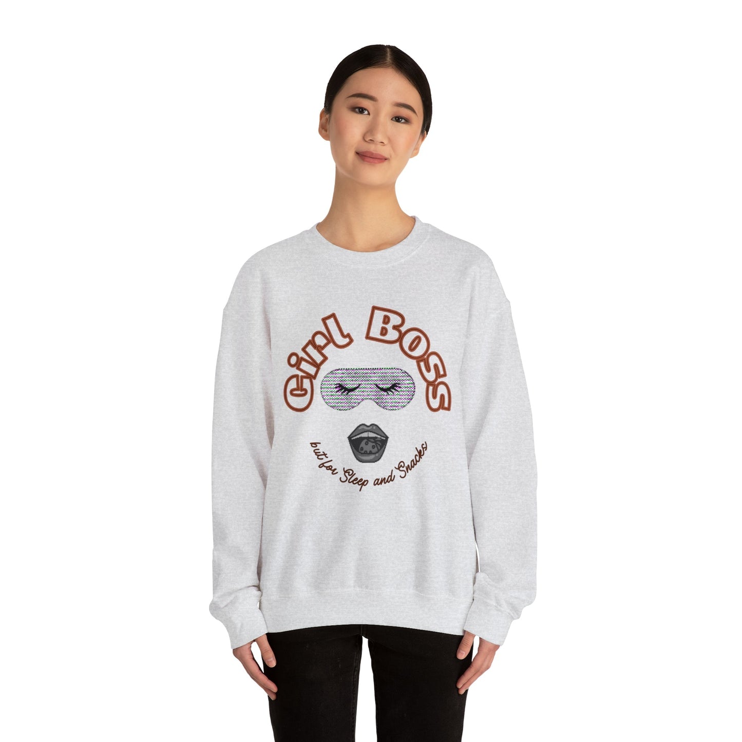 Girl Boss But for Sleep and Snacks Unisex Heavy Blend™ Crewneck Sweatshirt Sizes SM-5XL | Plus Size Available