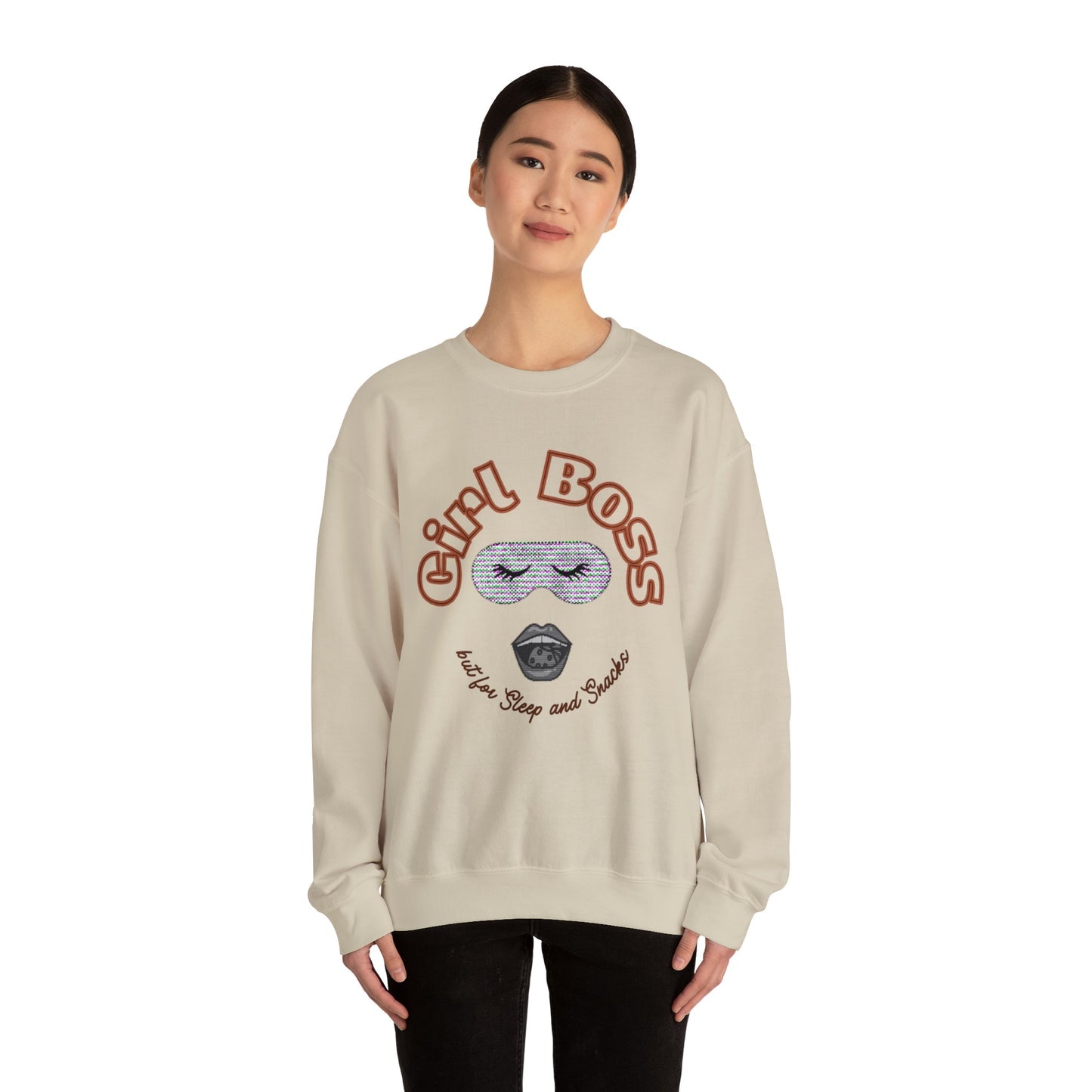 Girl Boss But for Sleep and Snacks Unisex Heavy Blend™ Crewneck Sweatshirt Sizes SM-5XL | Plus Size Available