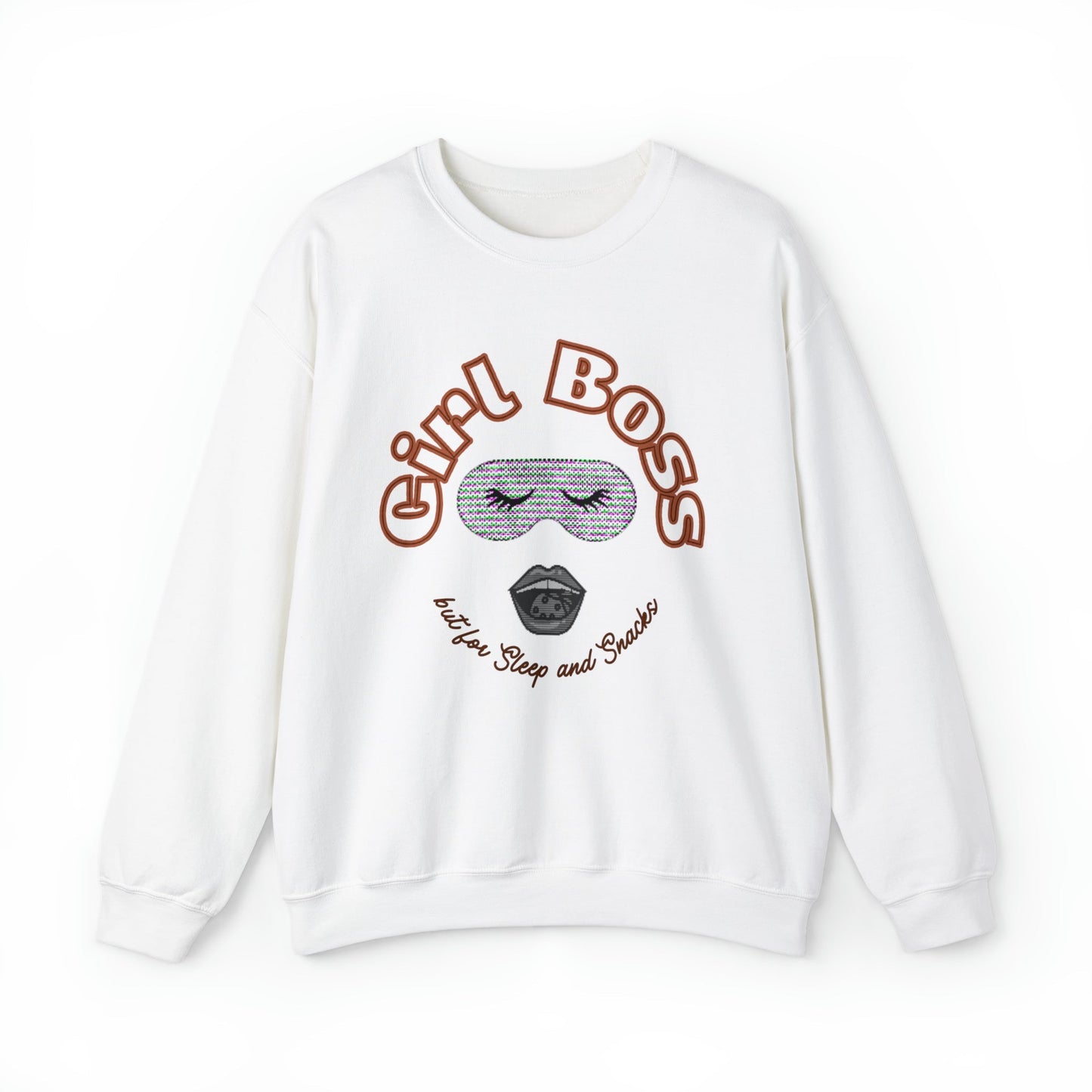 Girl Boss But for Sleep and Snacks Unisex Heavy Blend™ Crewneck Sweatshirt Sizes SM-5XL | Plus Size Available