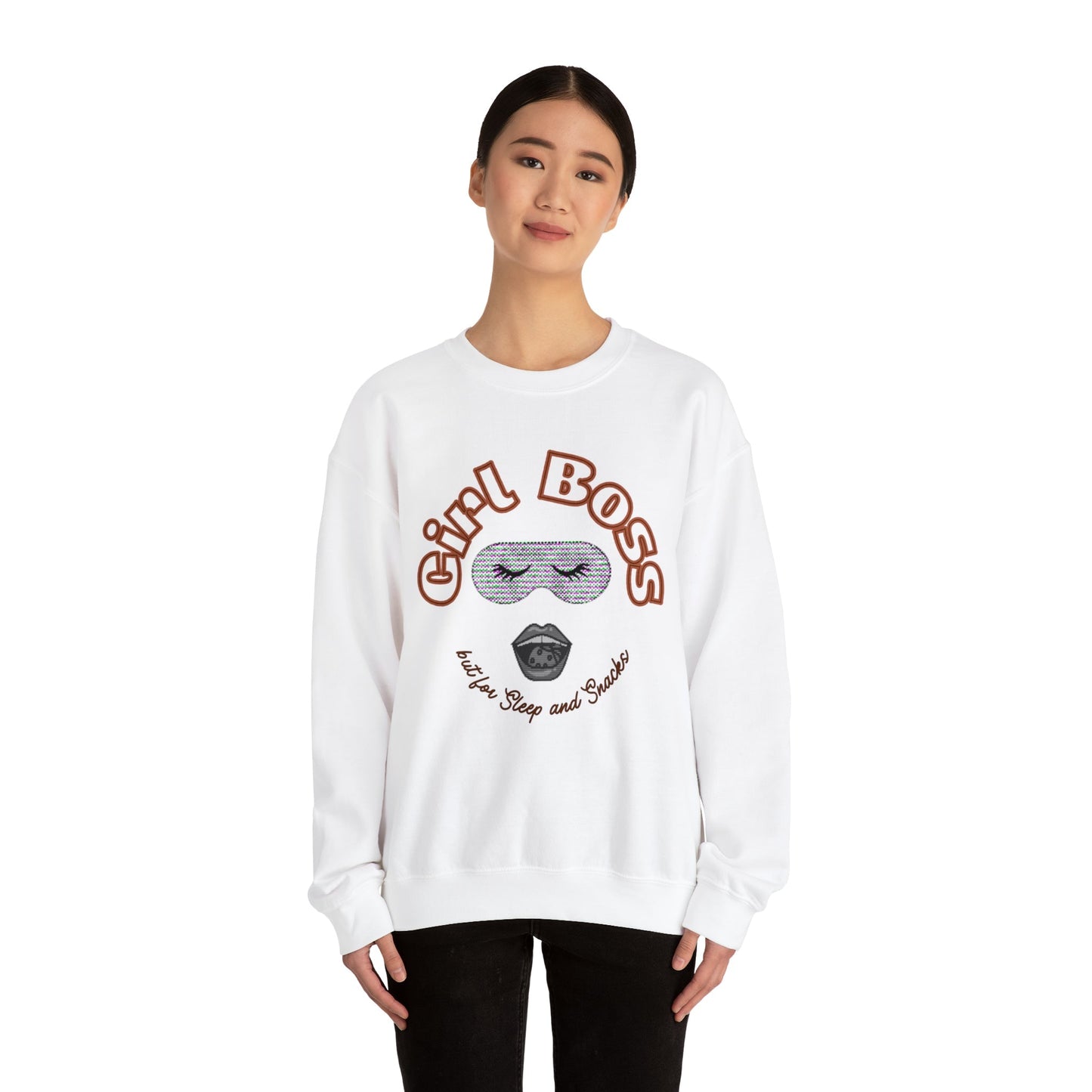 Girl Boss But for Sleep and Snacks Unisex Heavy Blend™ Crewneck Sweatshirt Sizes SM-5XL | Plus Size Available