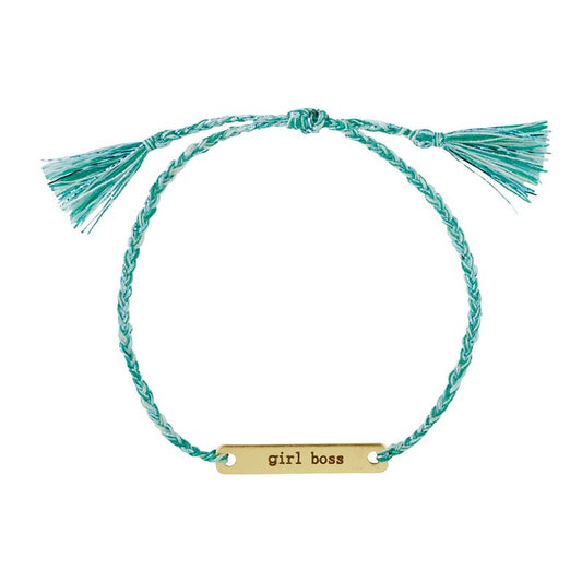 Girl Boss String Gold Bar Bracelet | In A Glass Bottle for Gifting