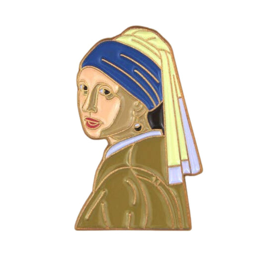 Girl with a Pearl Earring Enamel Pin | Vermeer Inspired Soft Lapel Art Pin | 0.7" x 1.1"