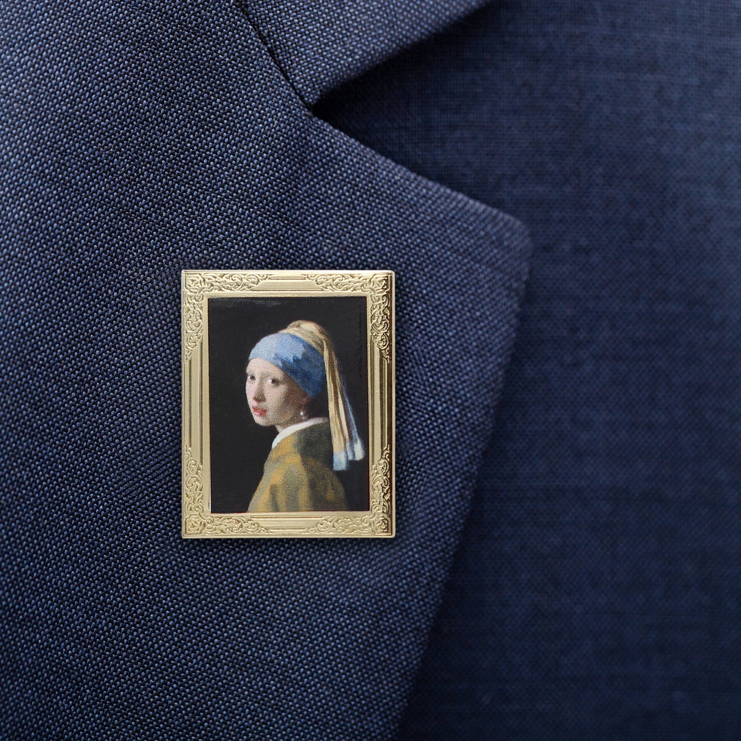 Girl with a Pearl Earring by Vermeer Art Frame Pin | Museum Enamel Lapel Pin